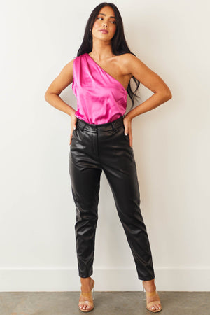 Black High Waisted Skinny Pleather Pants