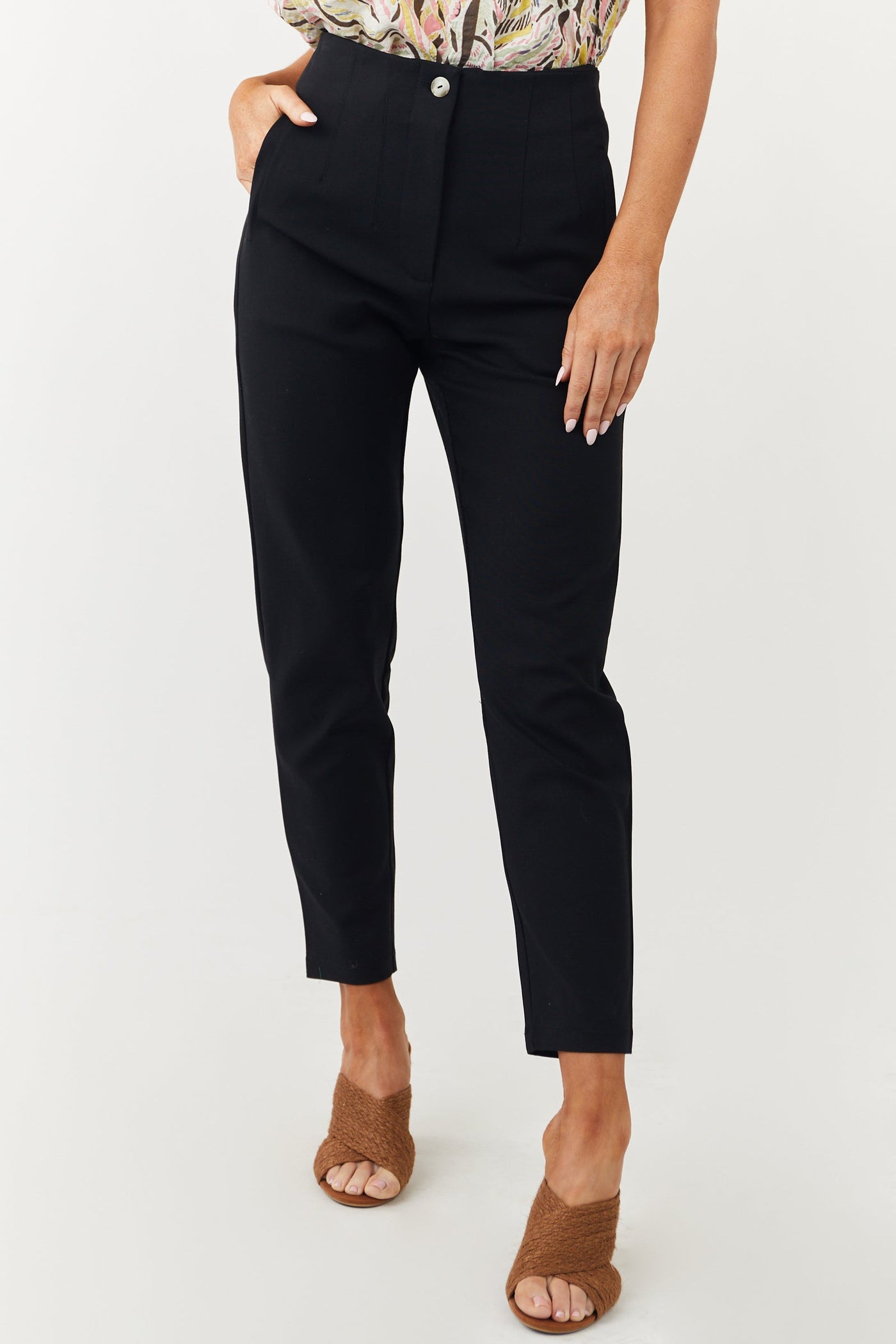 Black High Waisted Straight Pants