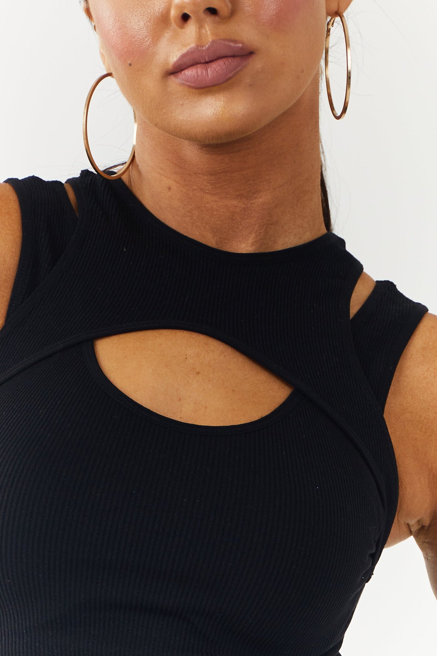 Black Layered Seamless Ribbed Knit Tank Top