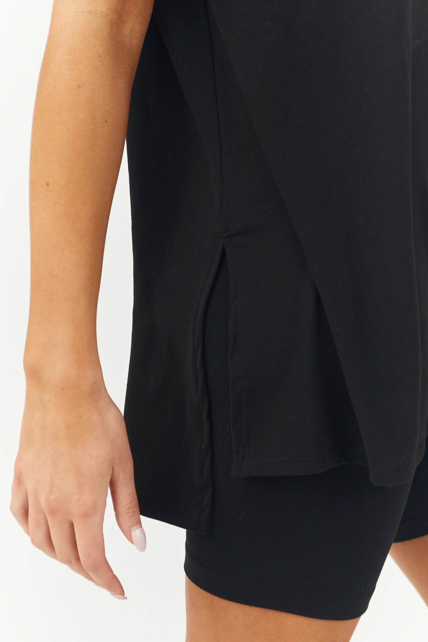 Black Microfiber Top and Biker Shorts Set