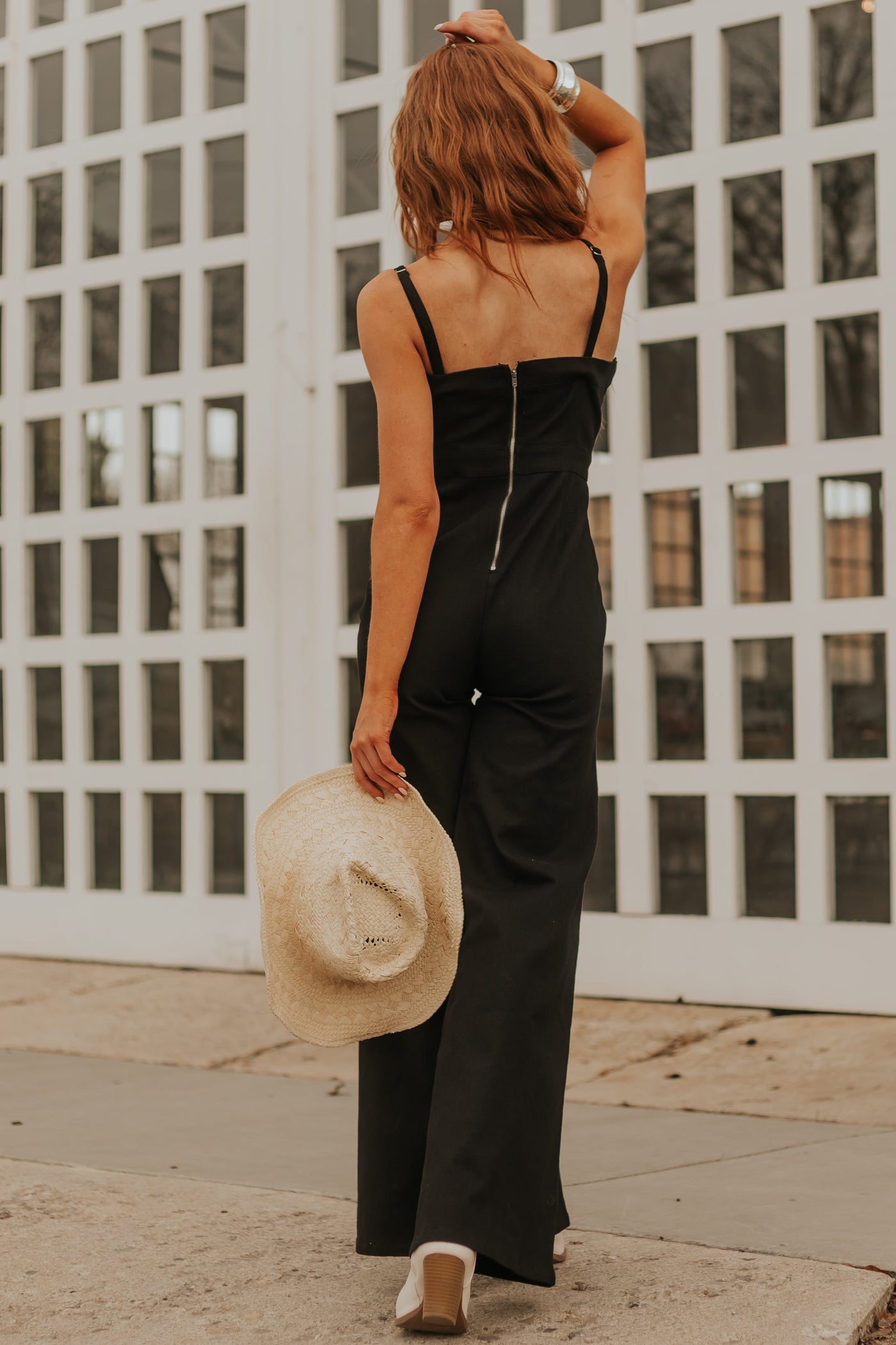 Black Notch Neck Flare Leg Denim Jumpsuit