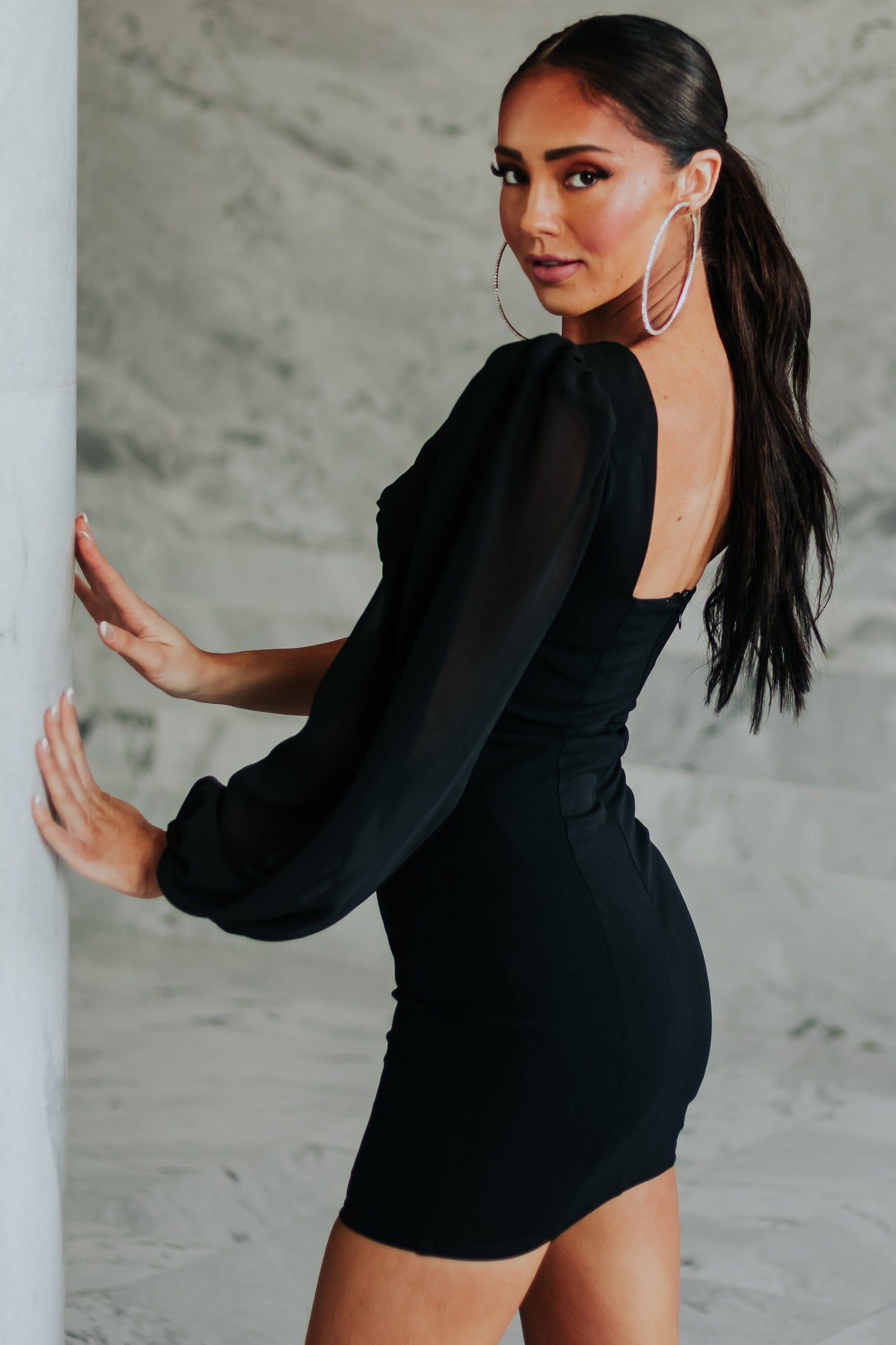 Black One Shoulder Twist Detail Bodycon Dress