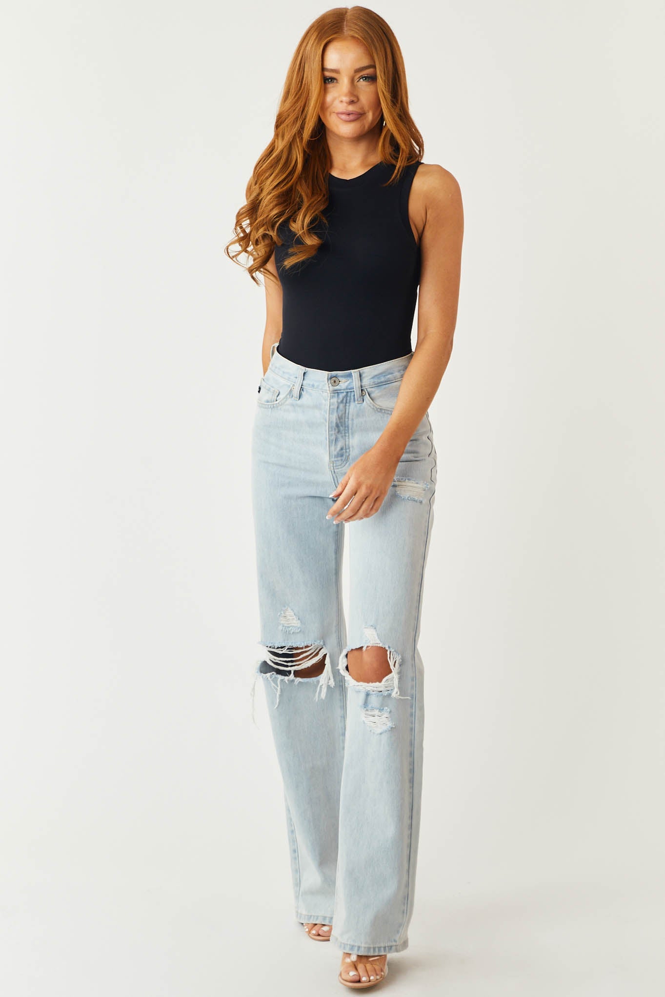 Black Solid Sleeveless Fitted Knit Bodysuit