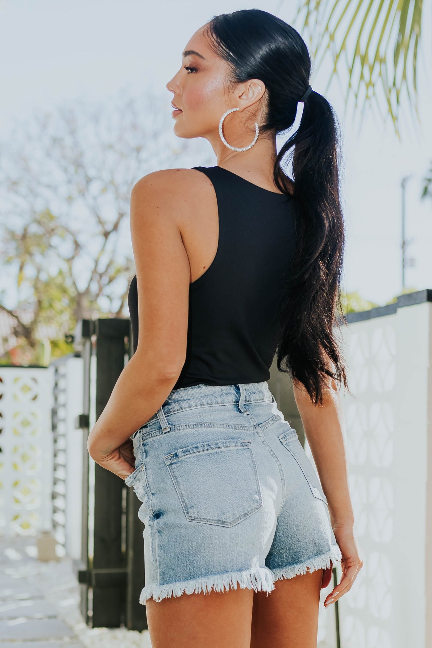 Black Solid Smooth Knit Sleeveless Bodysuit