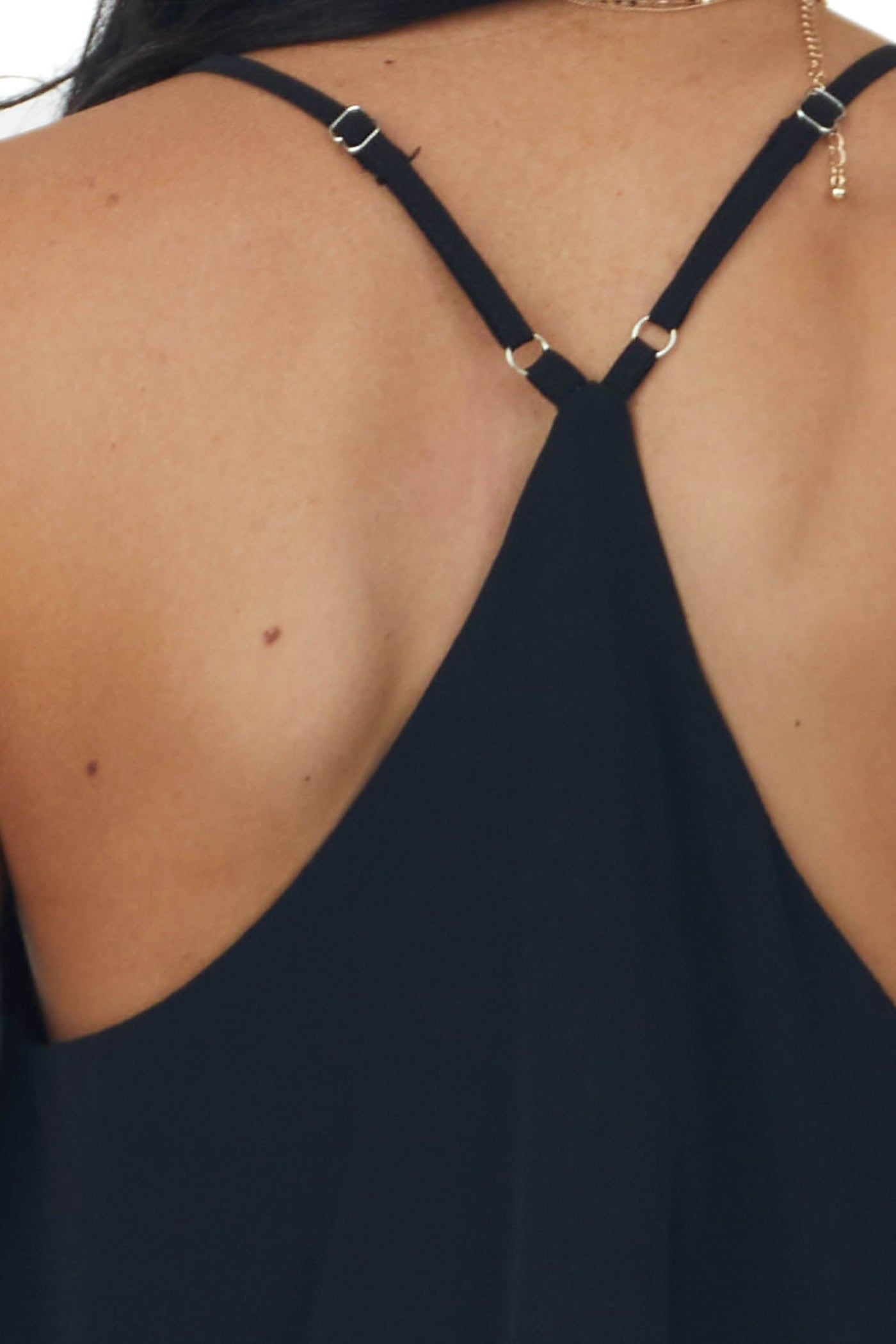 Black Textured Scoop Neck Swing Cami Blouse