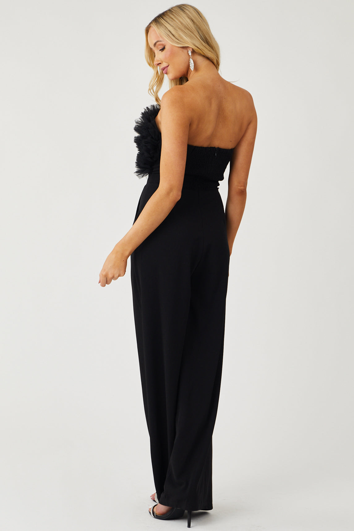 Black Tulle Sleeveless Jumpsuit with Pockets