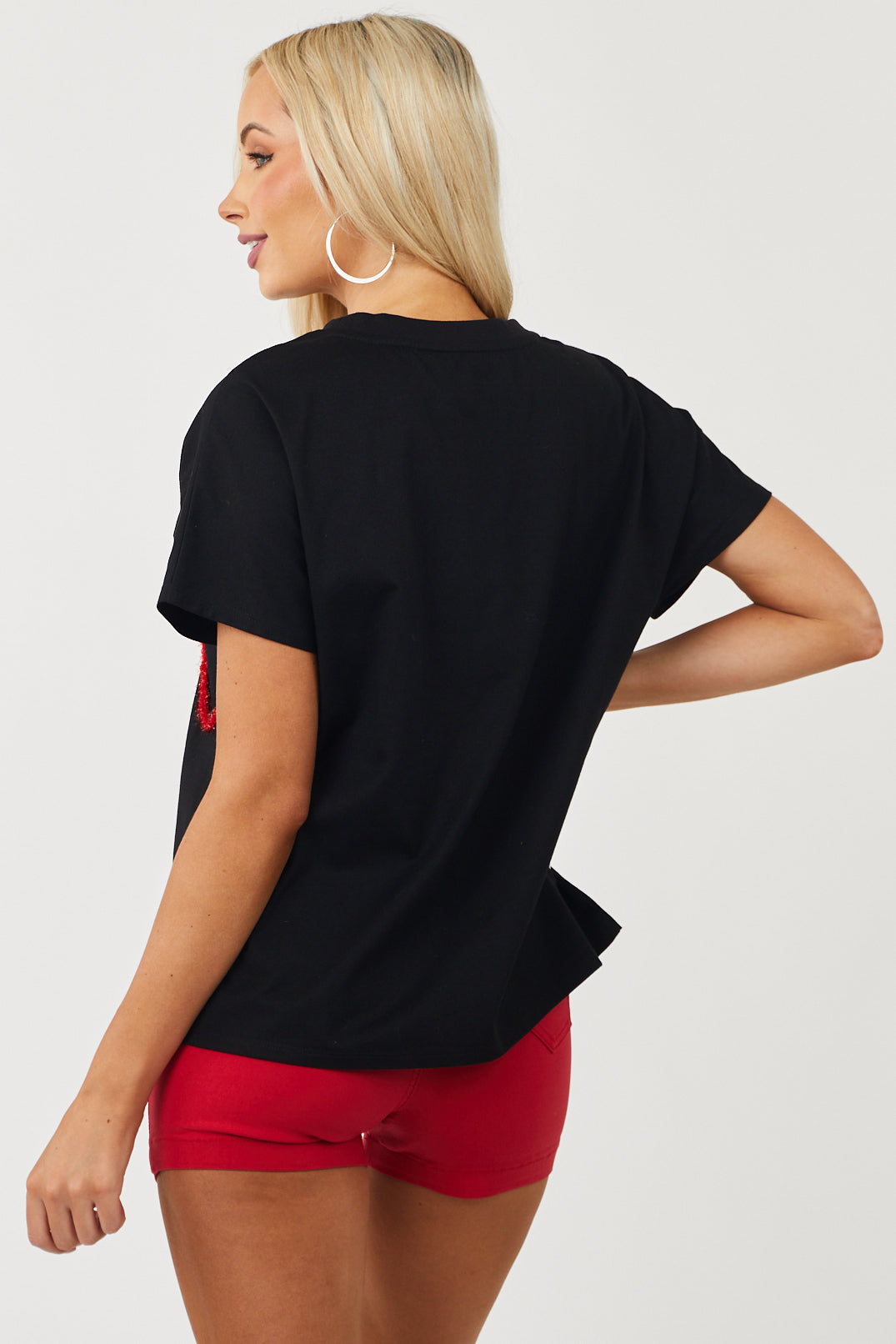 Black USA Metallic Tinsel Short Sleeve Tee