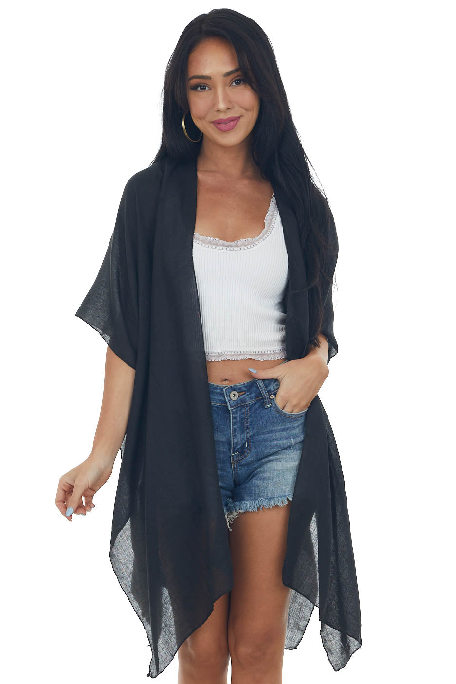 Black 'Bride Tribe' Metallic Foil Kimono