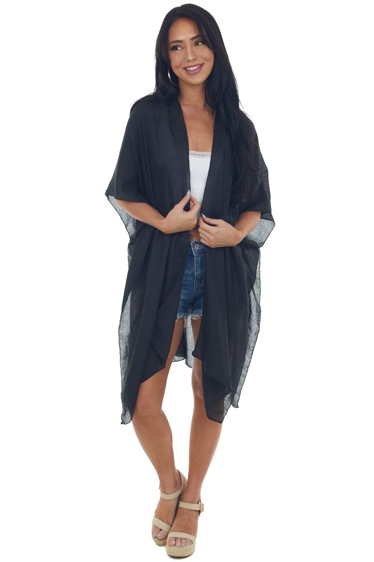 Black 'Bride Tribe' Metallic Foil Kimono