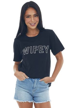 Black 'Wifey' Short Sleeve Graphic Tee