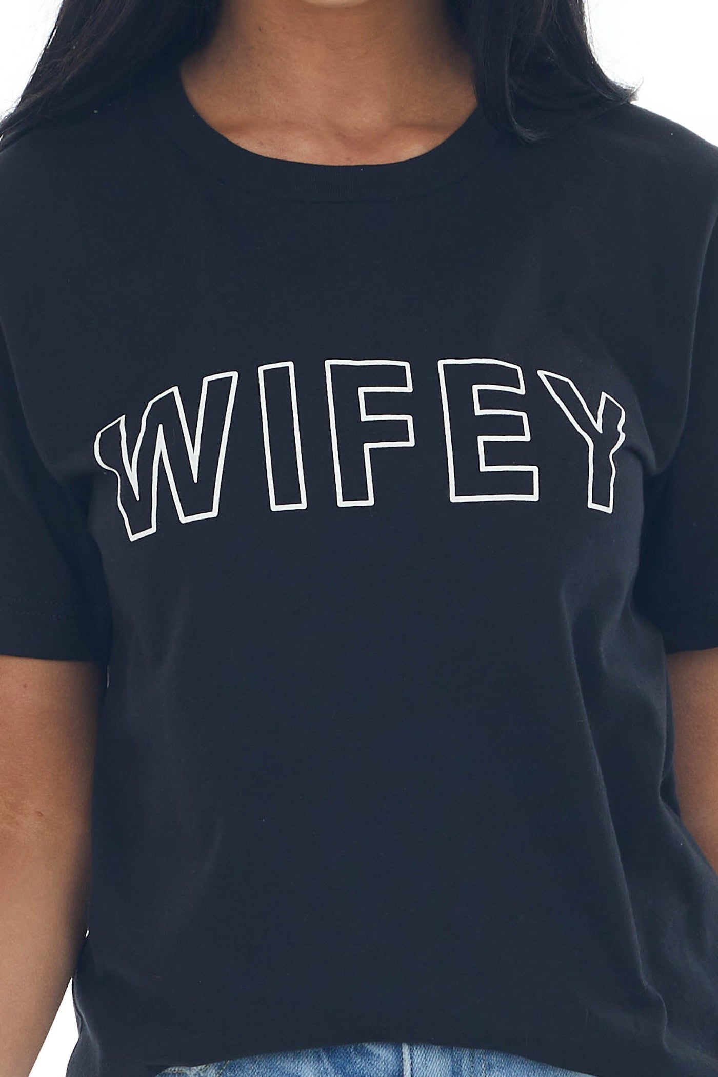 Black 'Wifey' Short Sleeve Graphic Tee