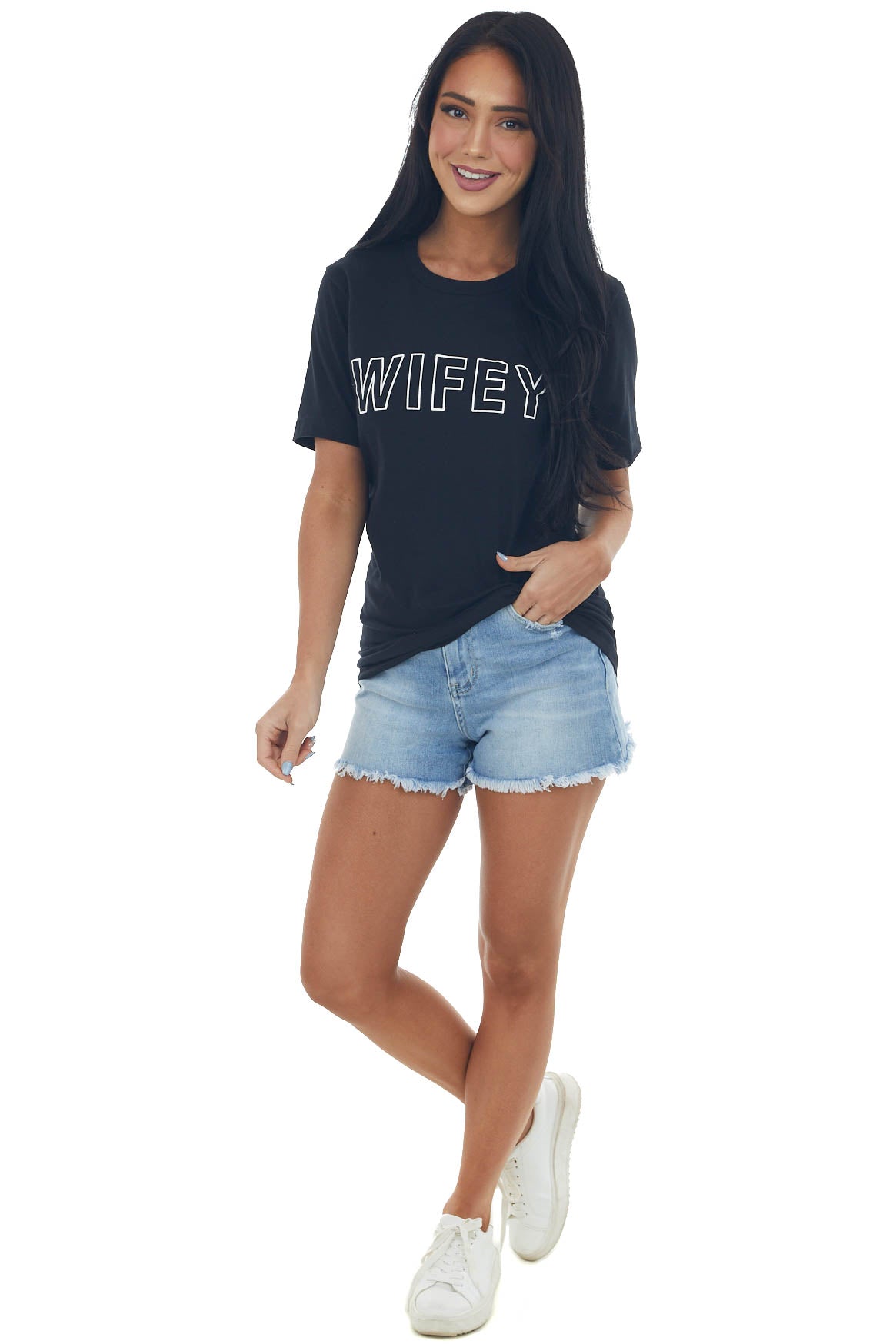 Black 'Wifey' Short Sleeve Graphic Tee