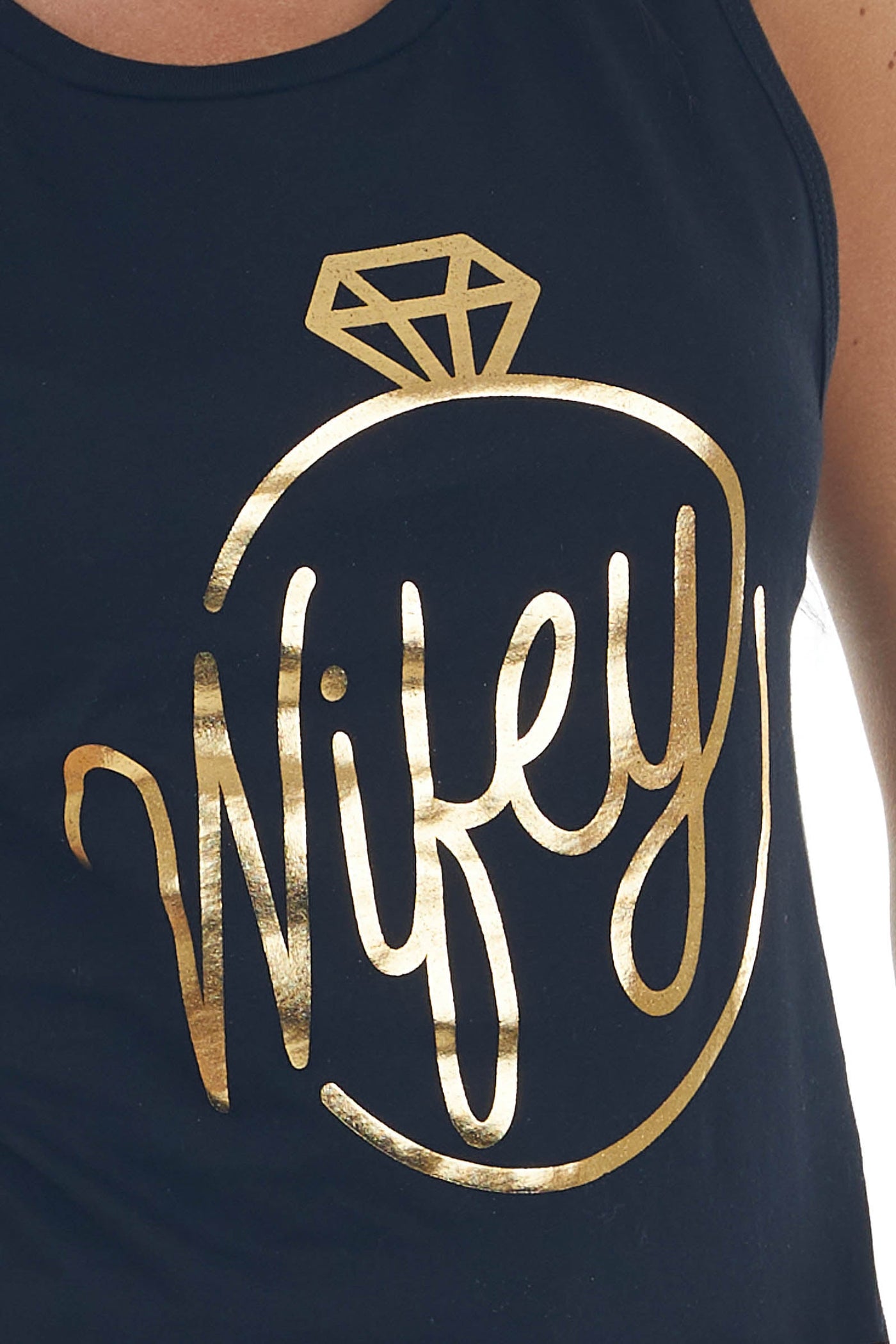 Black and Gold Foil 'Wifey' Graphic Tank Top