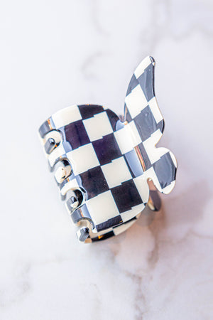Black Checkered Acetate Butterfly Hair Claw