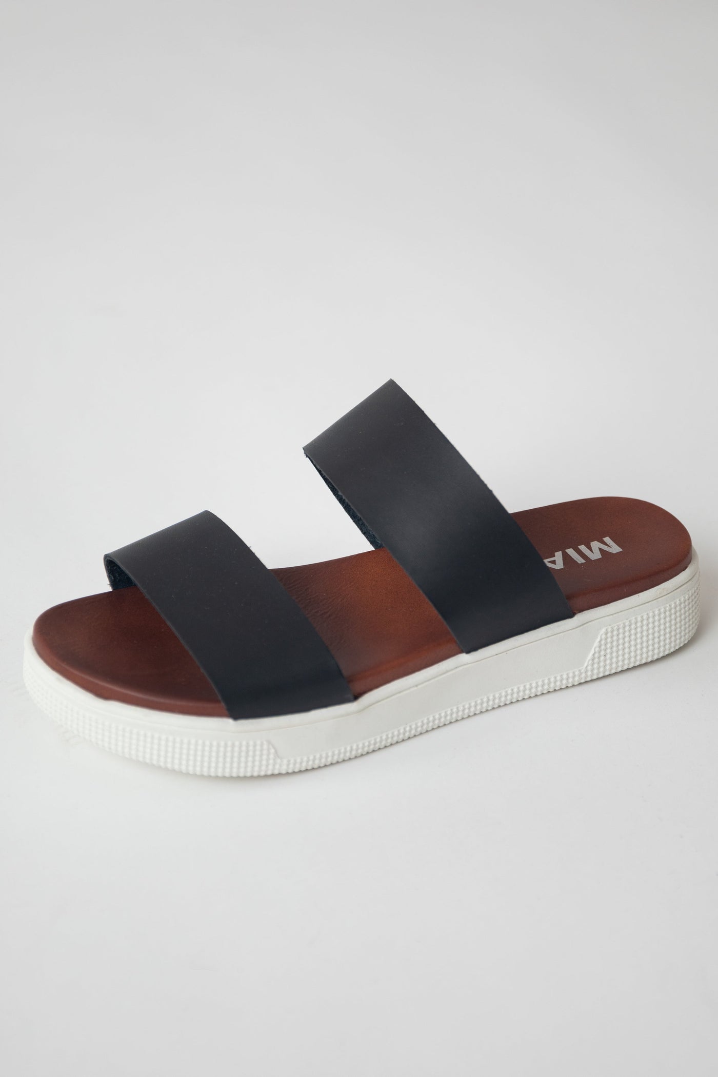 Black Comfy Footbed Slip On Platform Sandals