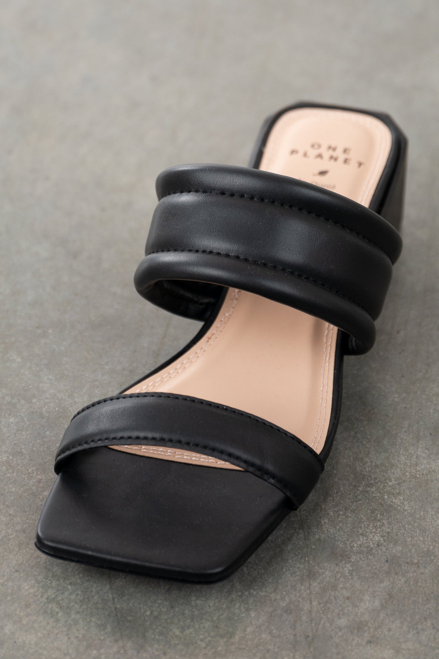 Black Double Strap Faux Leather Sandals