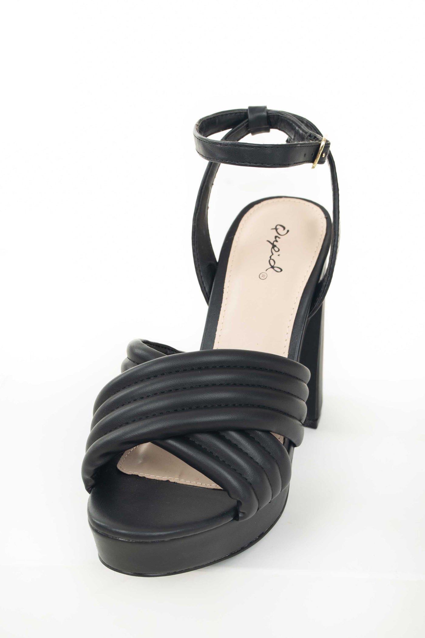 Black Faux Leather Criss Cross Strap High Heels