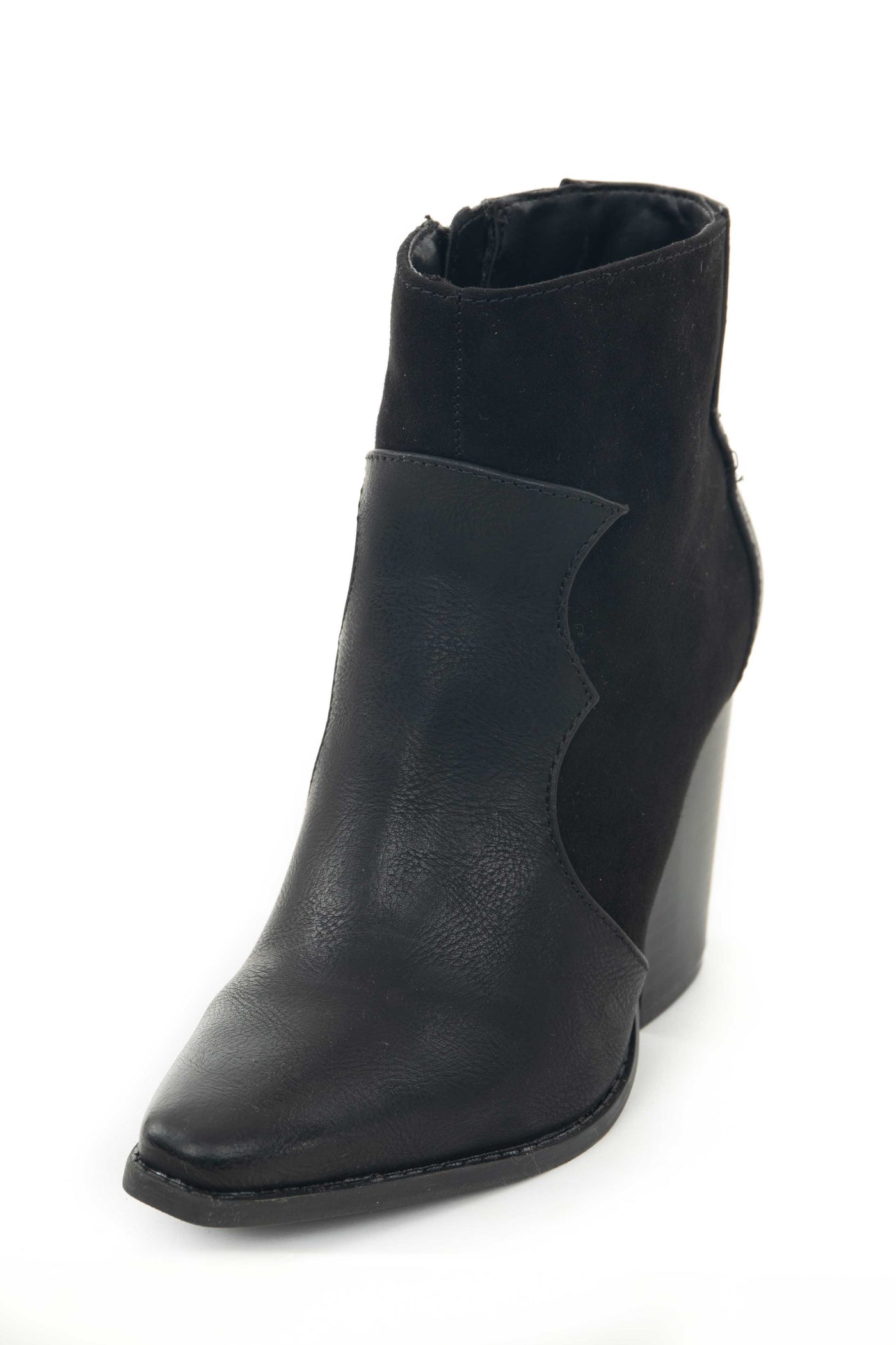 Black Faux Leather Western Style Booties