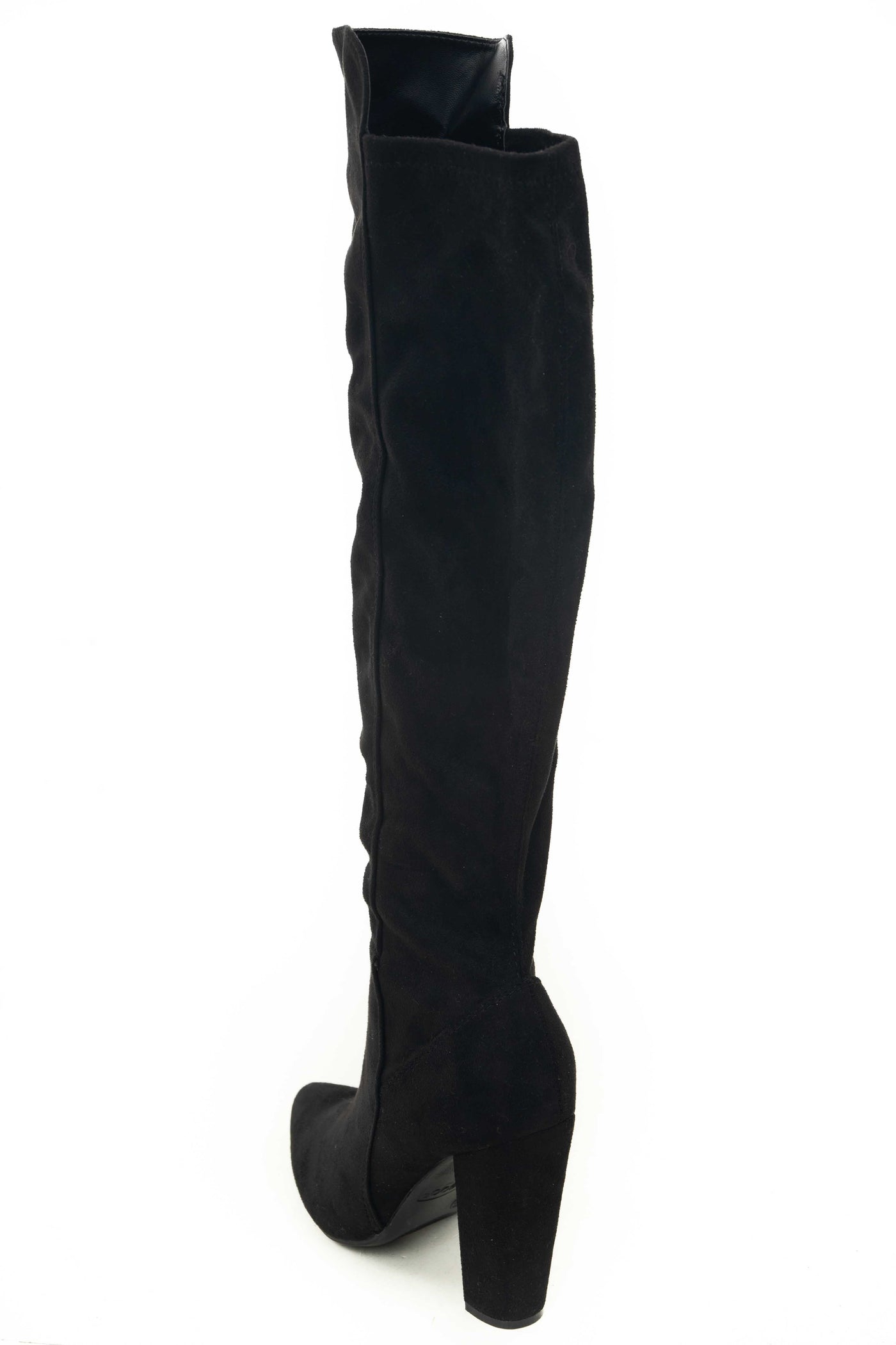 Black Faux Suede High Heel Knee High Boots