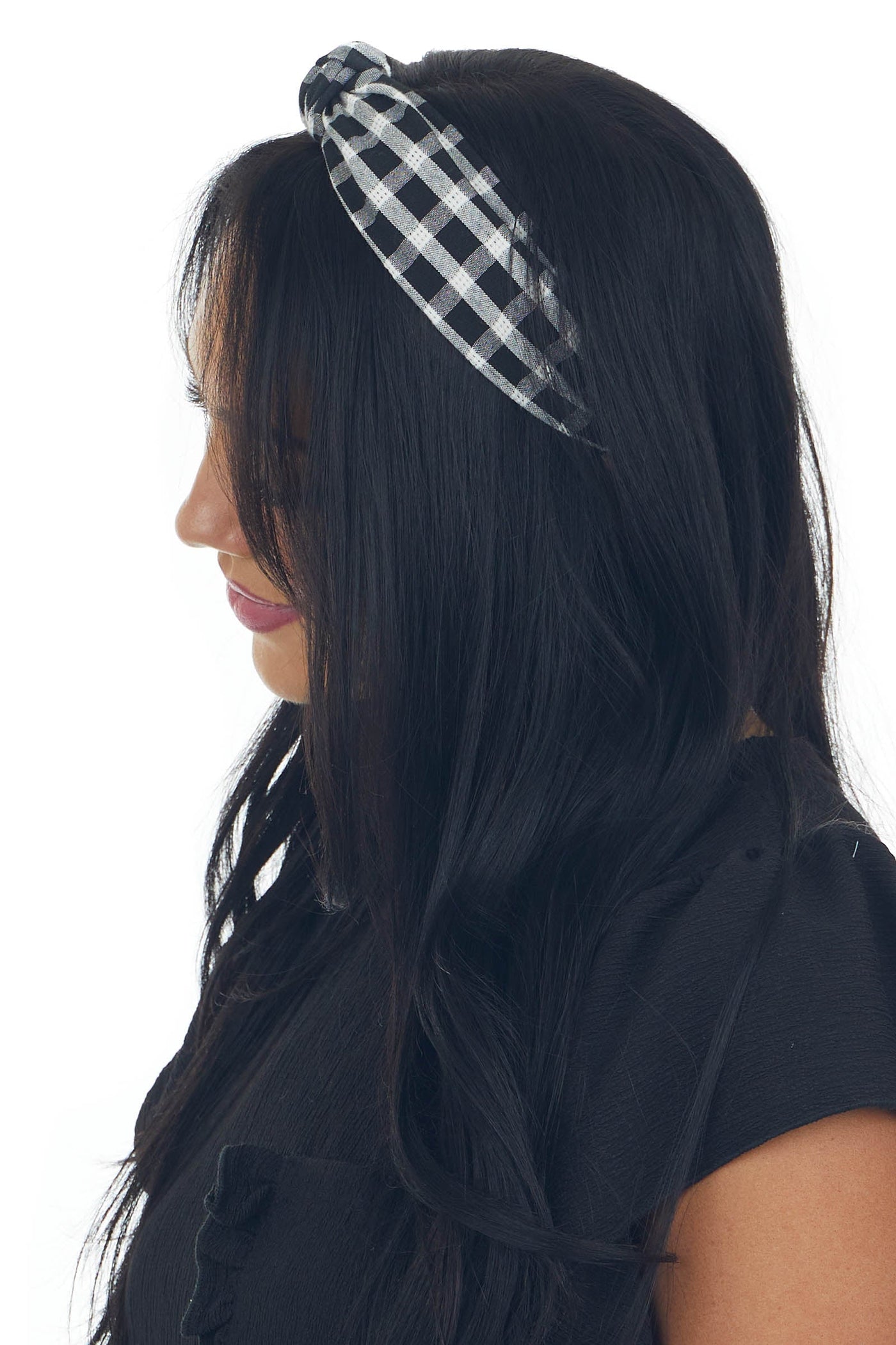 Black Plaid Knotted Arch Headband