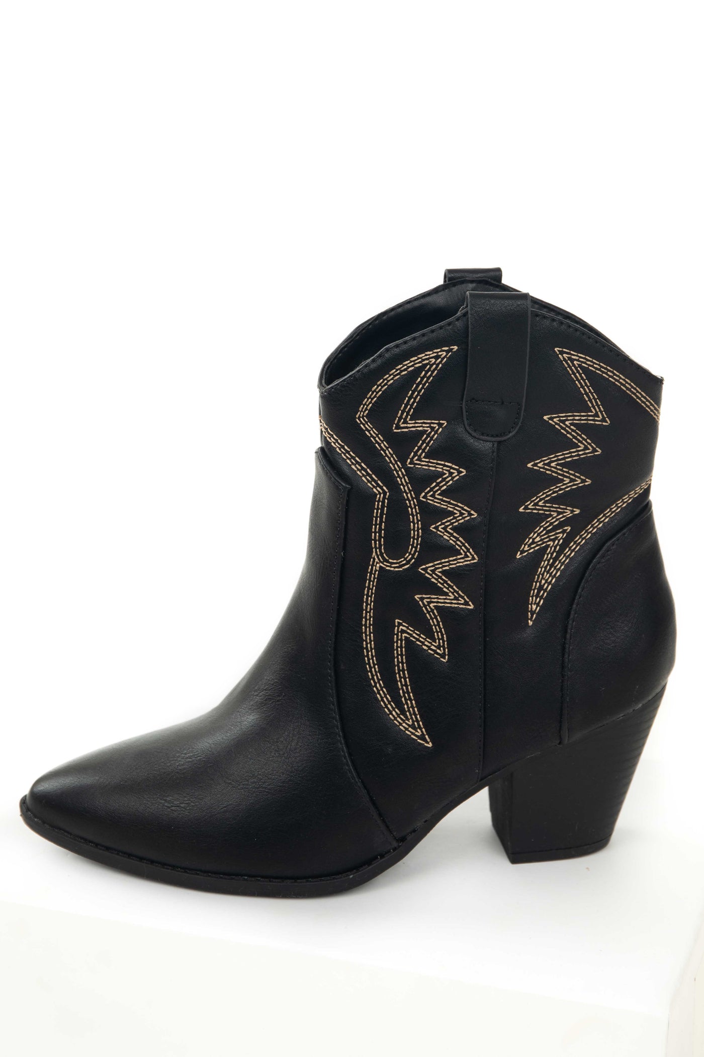 Black Pointed Toe Heeled Western Booties