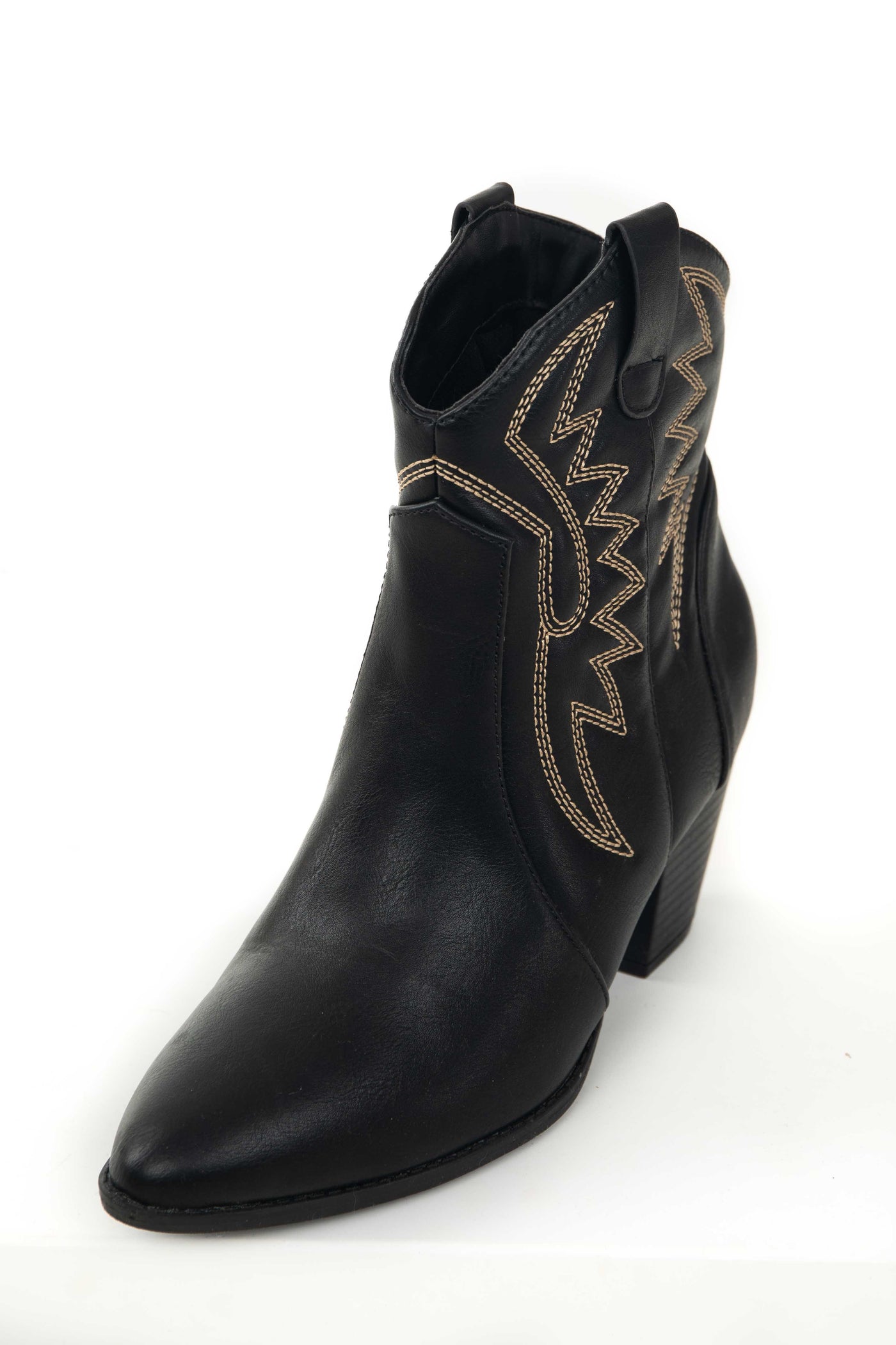 Black Pointed Toe Heeled Western Booties