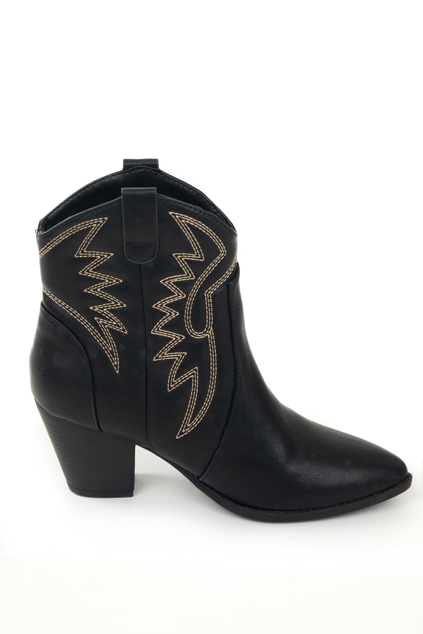 Black Pointed Toe Heeled Western Booties