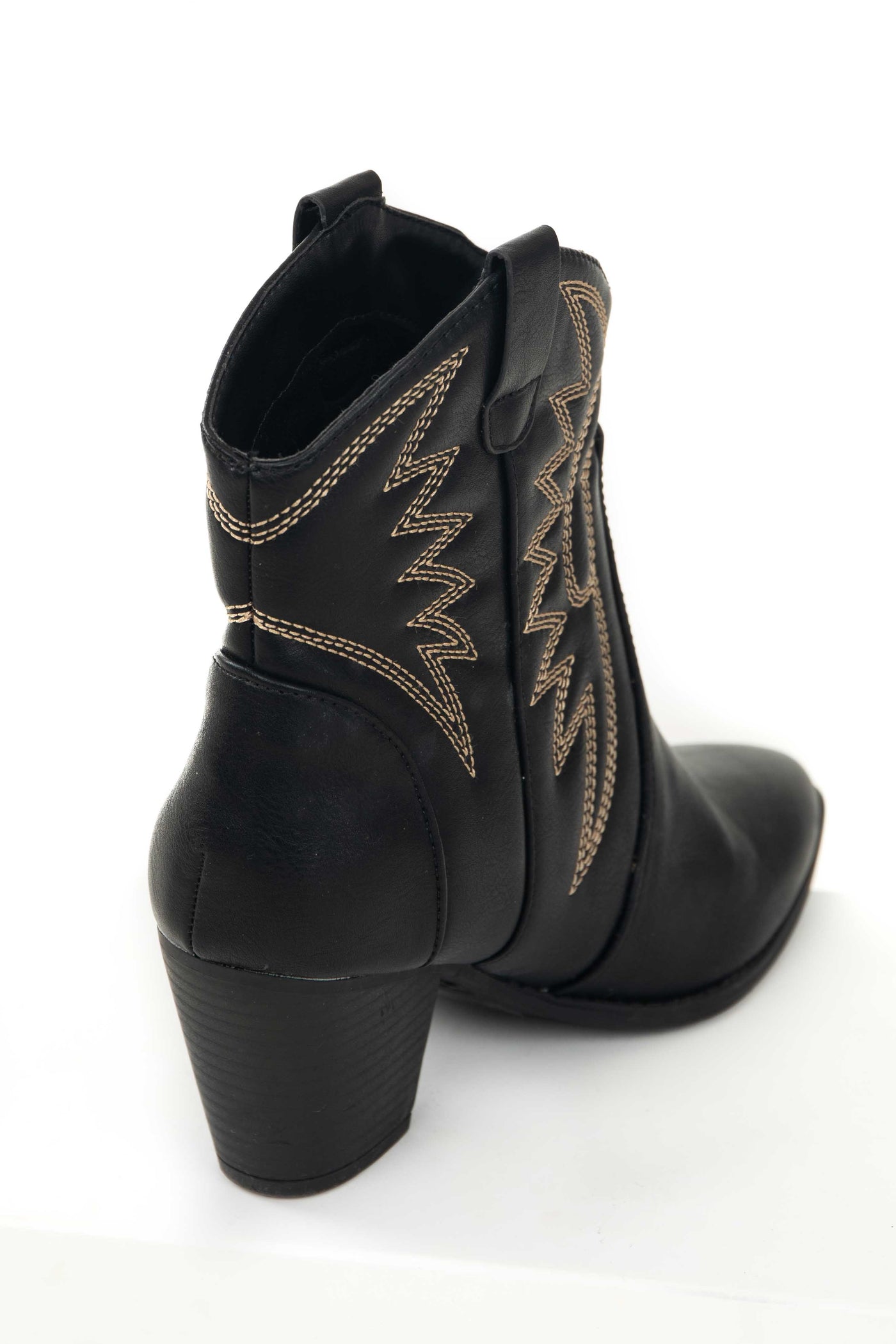Black Pointed Toe Heeled Western Booties