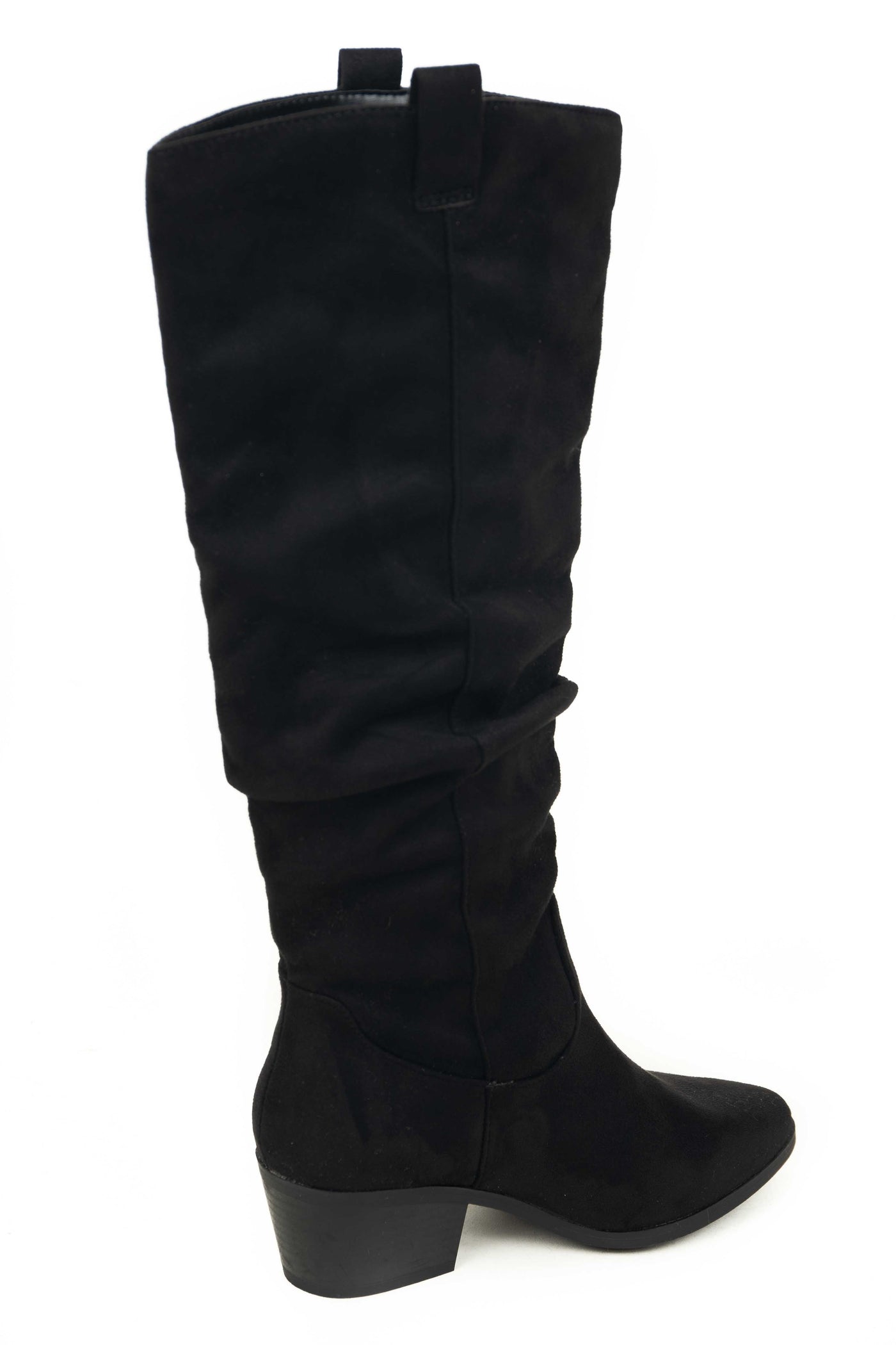 Black Slouchy Knee High Faux Suede Boots
