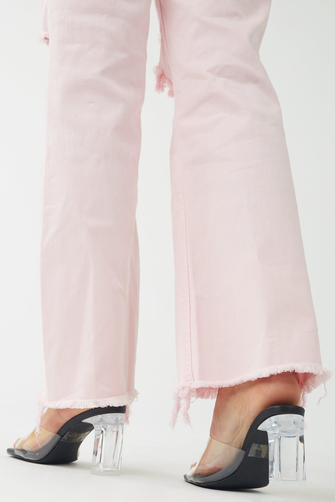 Black Square Toe Lucite Block Heels