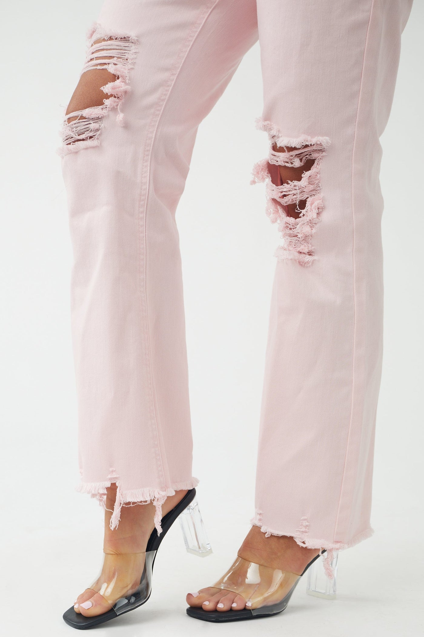 Black Square Toe Lucite Block Heels