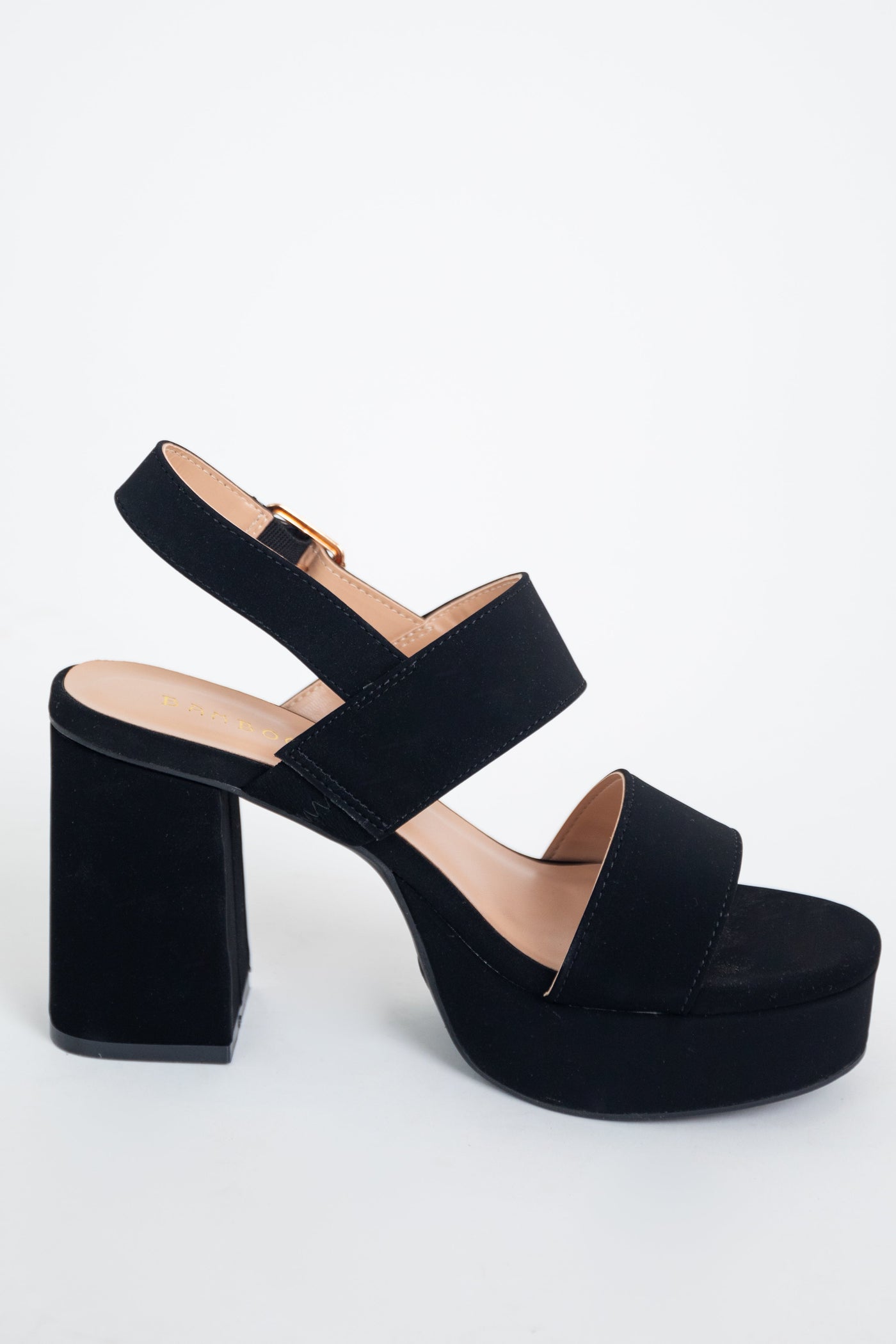 Black Suede Slingback Chunky Platform Heels