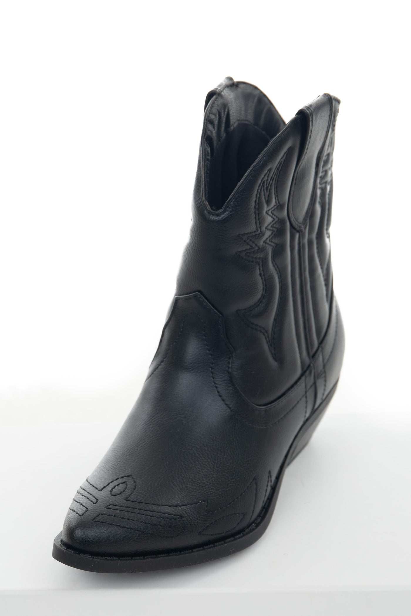 Black Western Style Pointed Toe Booties