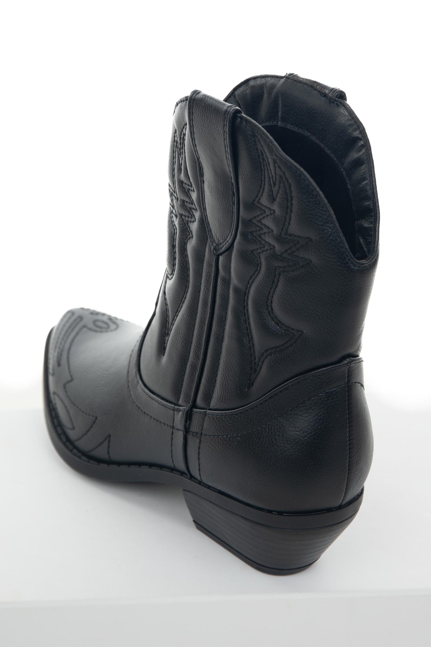 Black Western Style Pointed Toe Booties