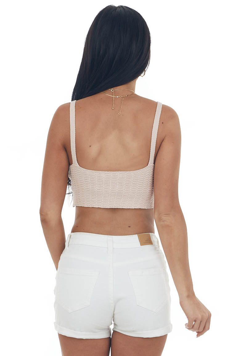 Blush Crocheted Scalloped Hem V Neck Bralette