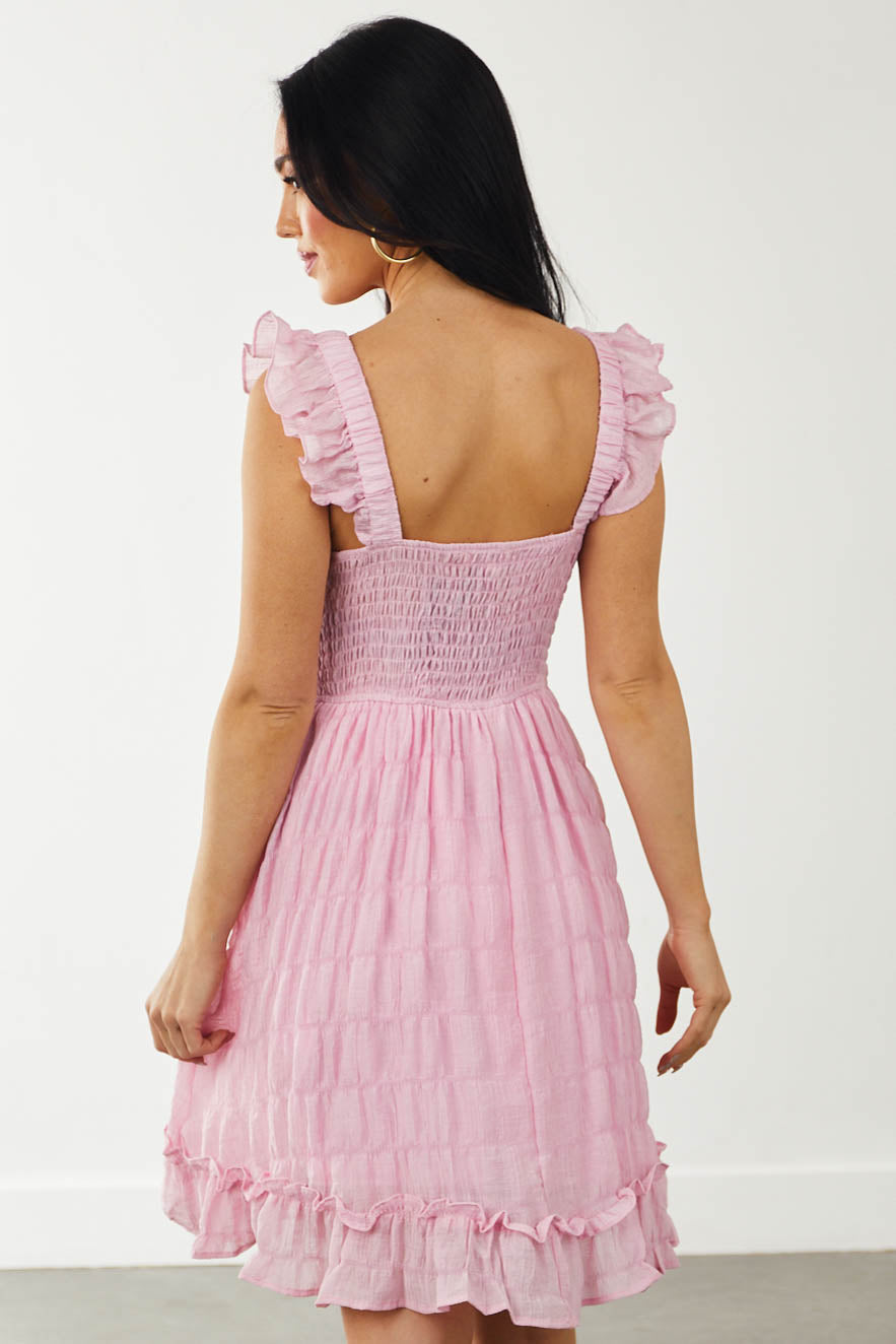 Blush Ruffle Strap Textured Ruffle Hem Dress