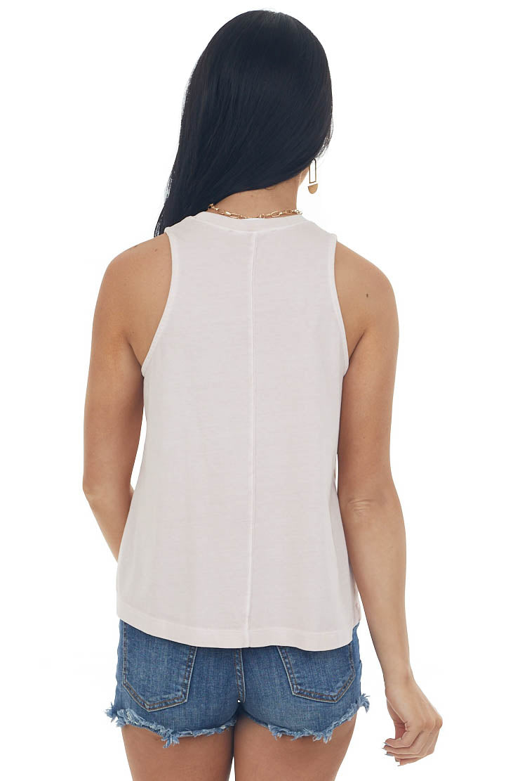 Blush Vintage Wash Crew Neck Knit Tank Top