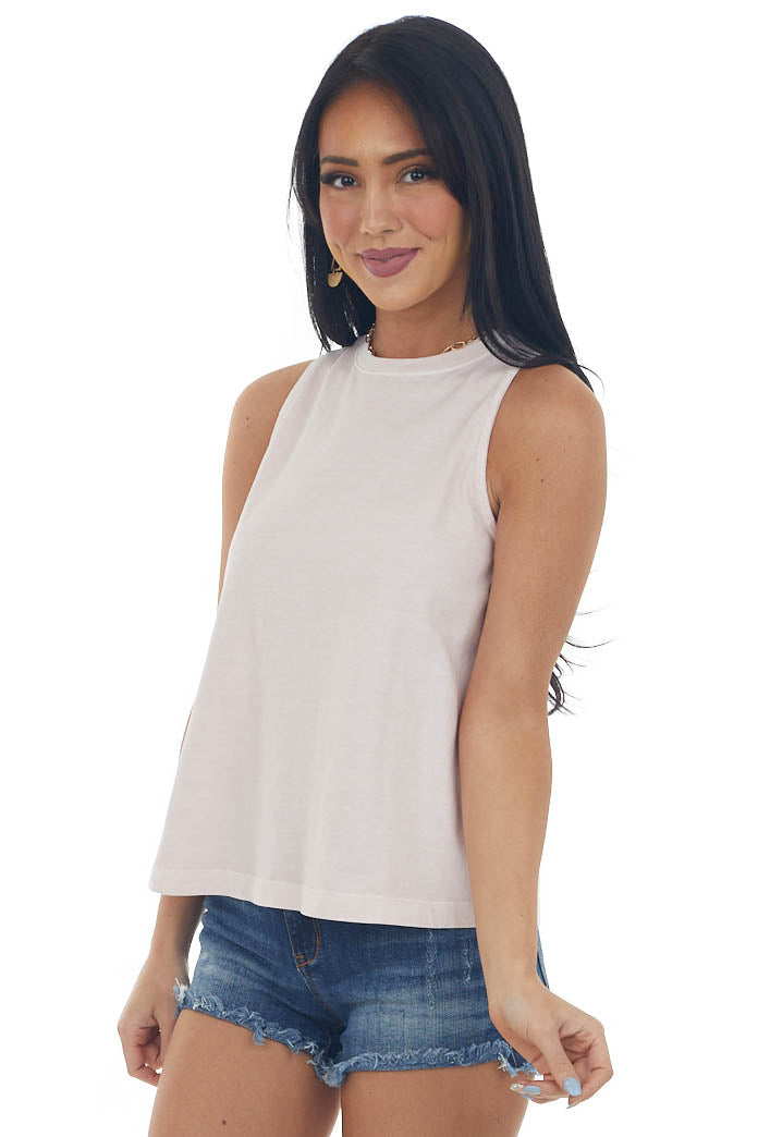 Blush Vintage Wash Crew Neck Knit Tank Top