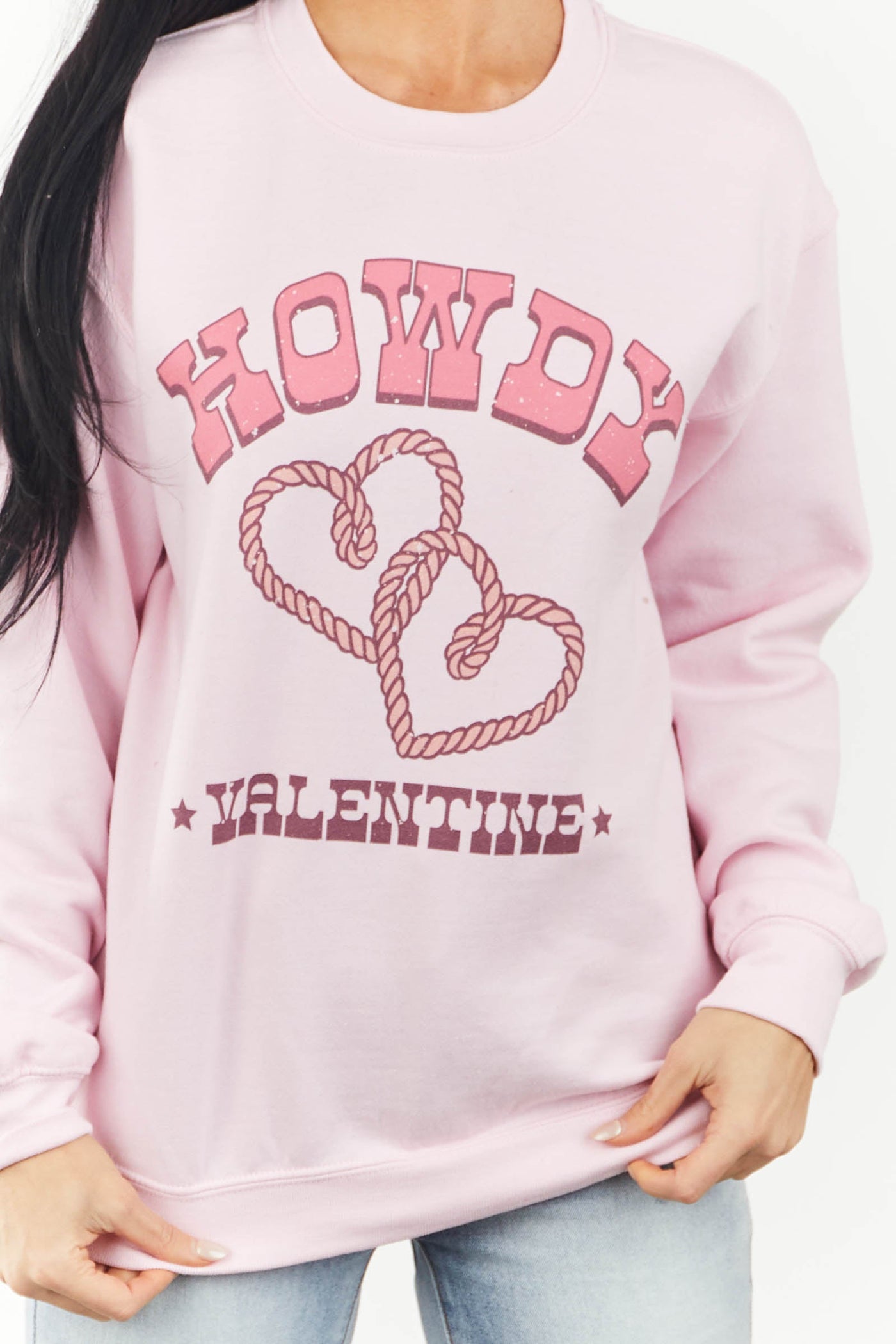 Blush 'Howdy Valentine' Heart Graphic Sweatshirt