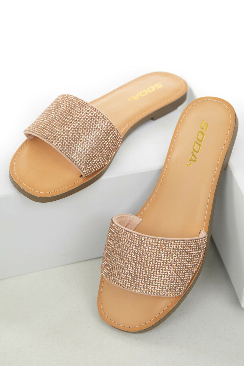 Blush Rhinestone Toe Band Flat Sandals