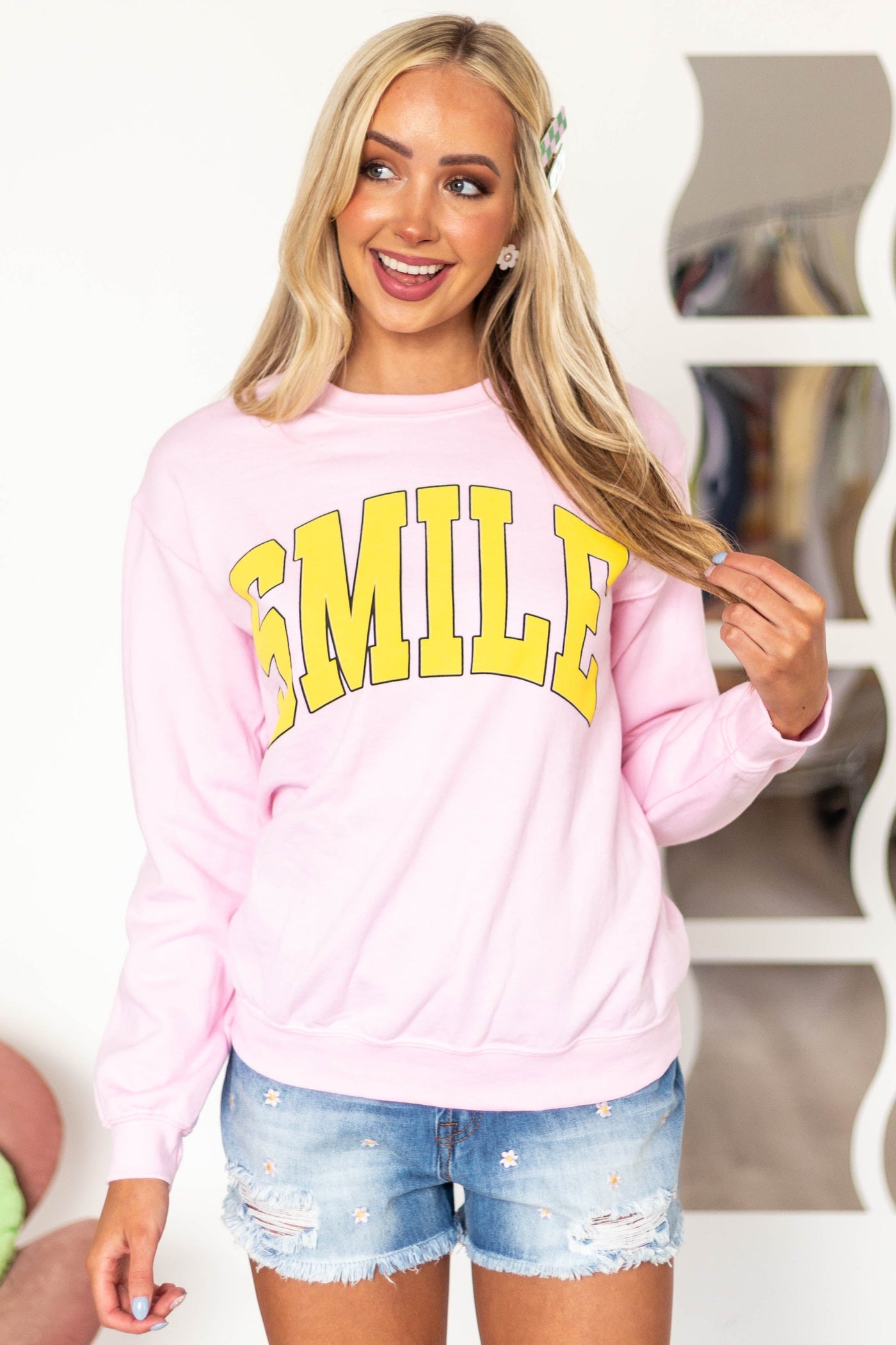 Blush and Sunshine 'Smile' Graphic Sweatshirt