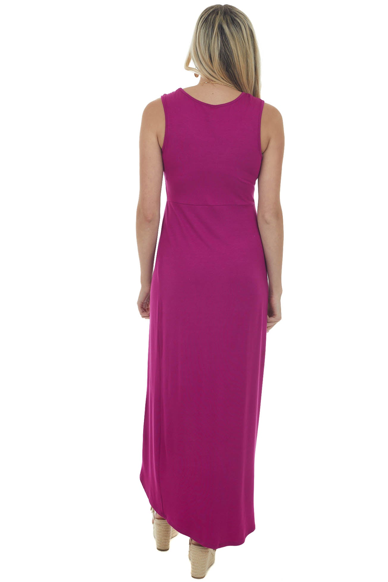 Boysenberry Drop Waist Sleeveless Maxi Dress with Side Slit