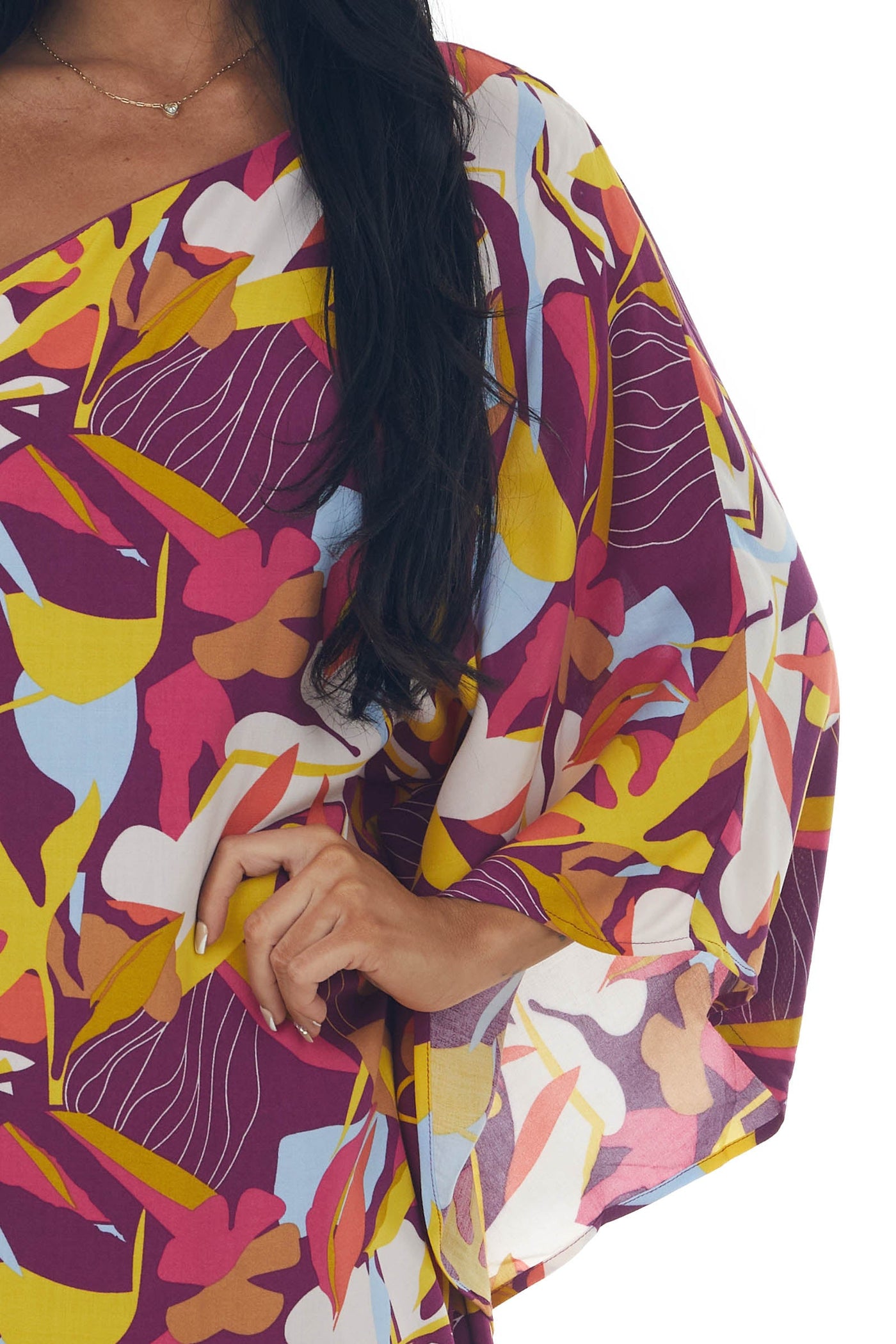 Boysenberry Printed One Shoulder Woven Dress