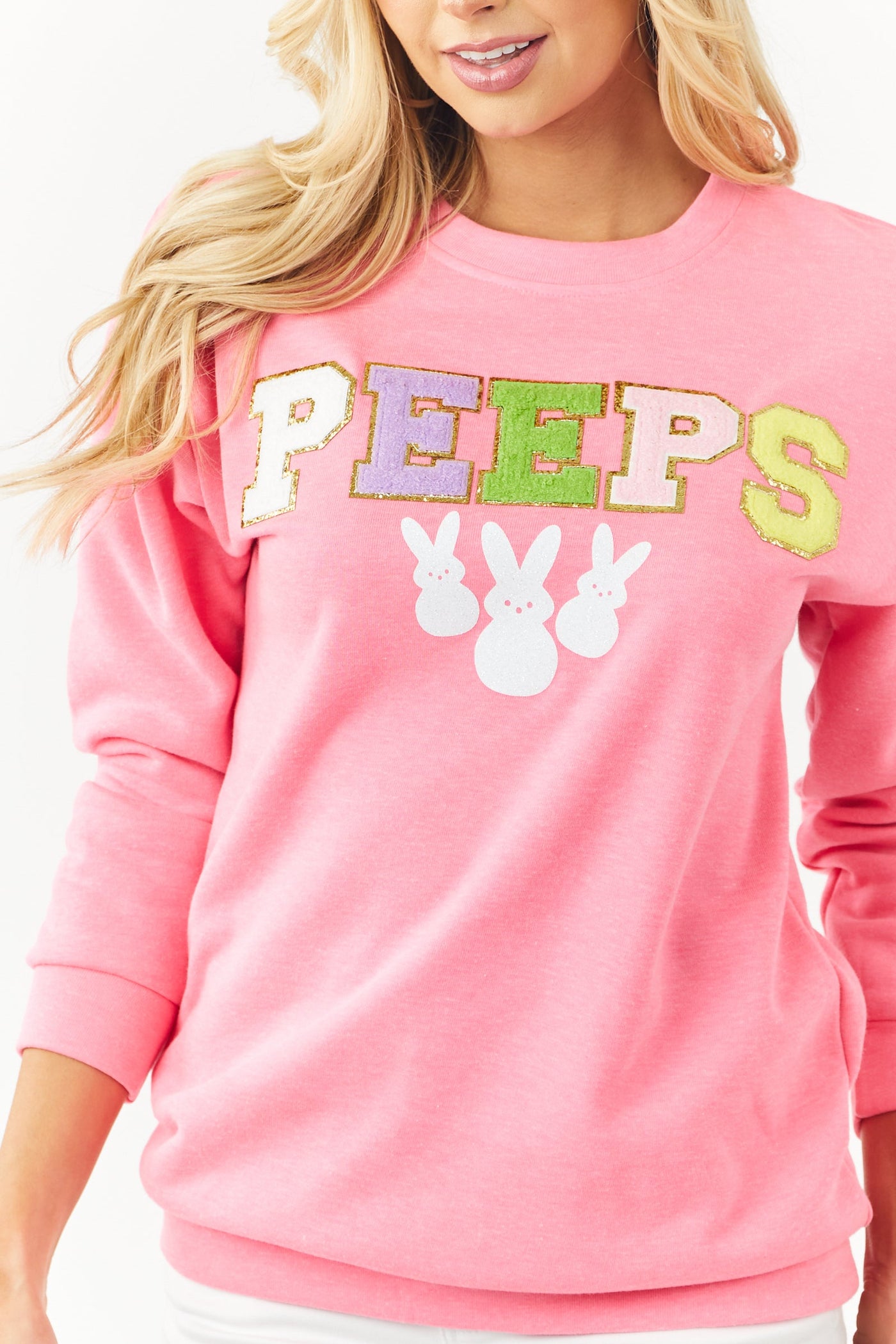 Bright Heathered Pink 'Peeps' Graphic Sweatshirt