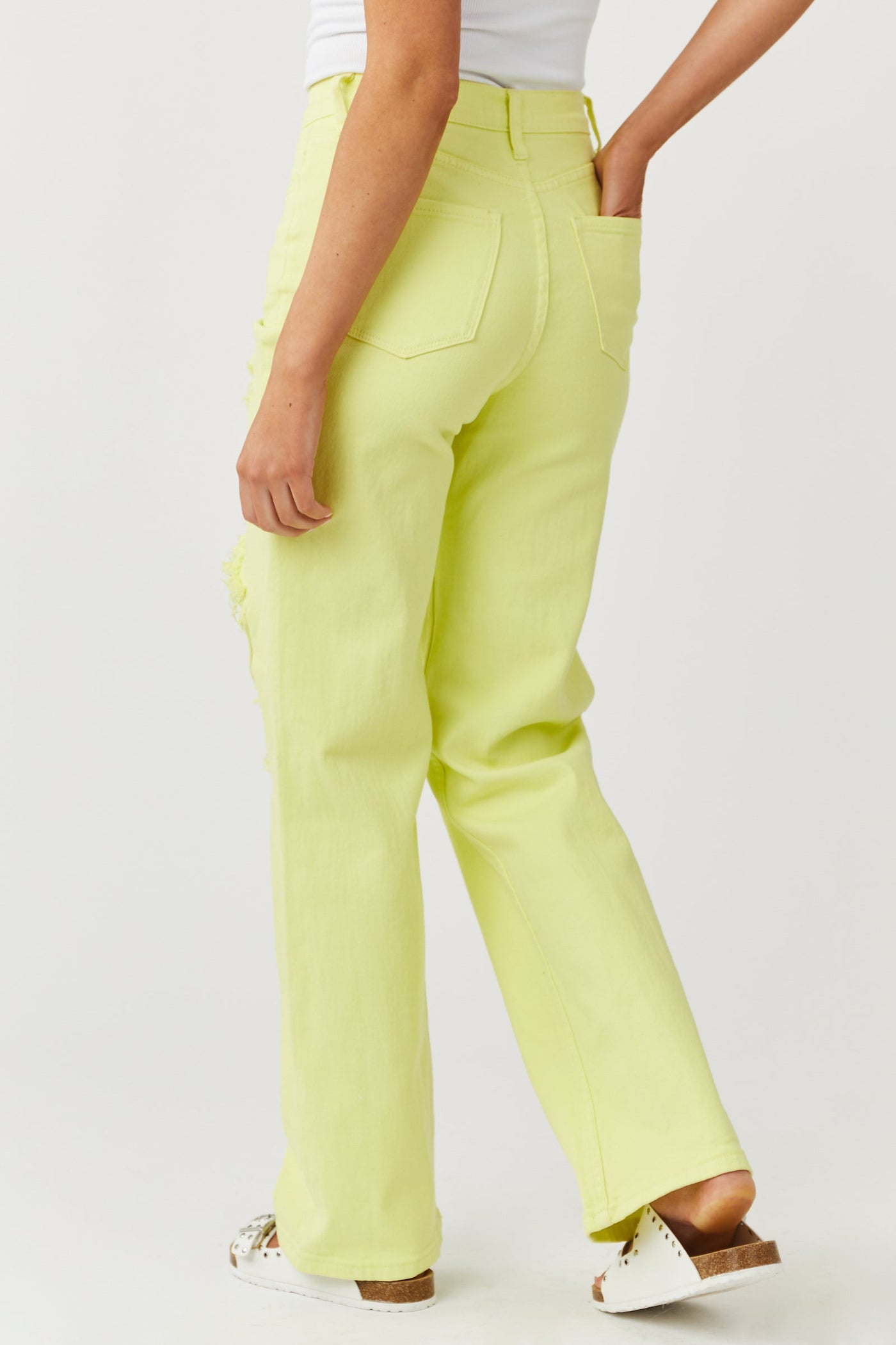 Bright Honeysuckle Distressed Relaxed Jeans