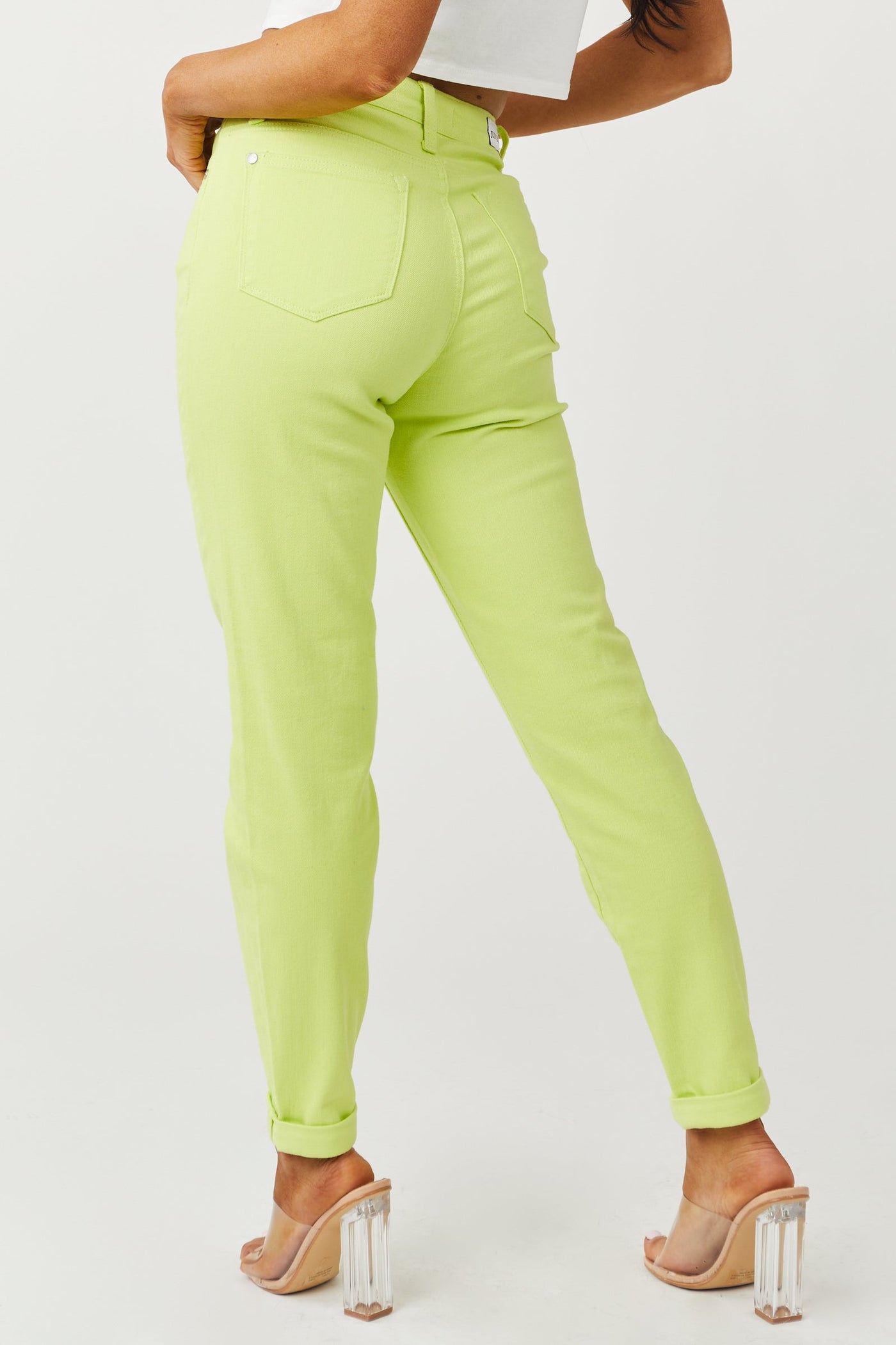 Bright Key Lime High Waist Slim Fit Jeans