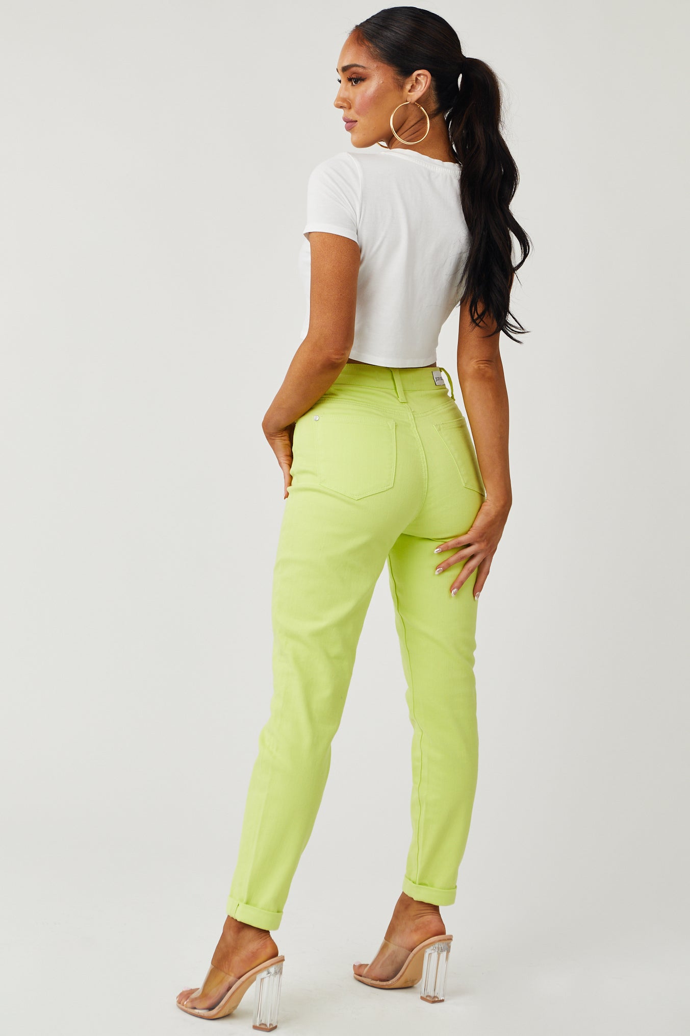 Bright Key Lime High Waist Slim Fit Jeans