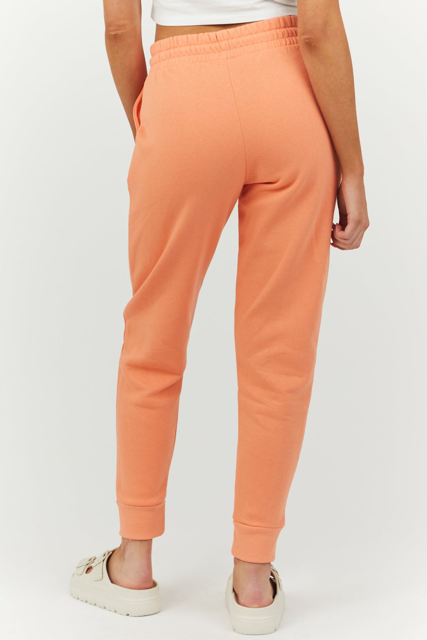 Bright Peach Drawstring Waist Knit Joggers