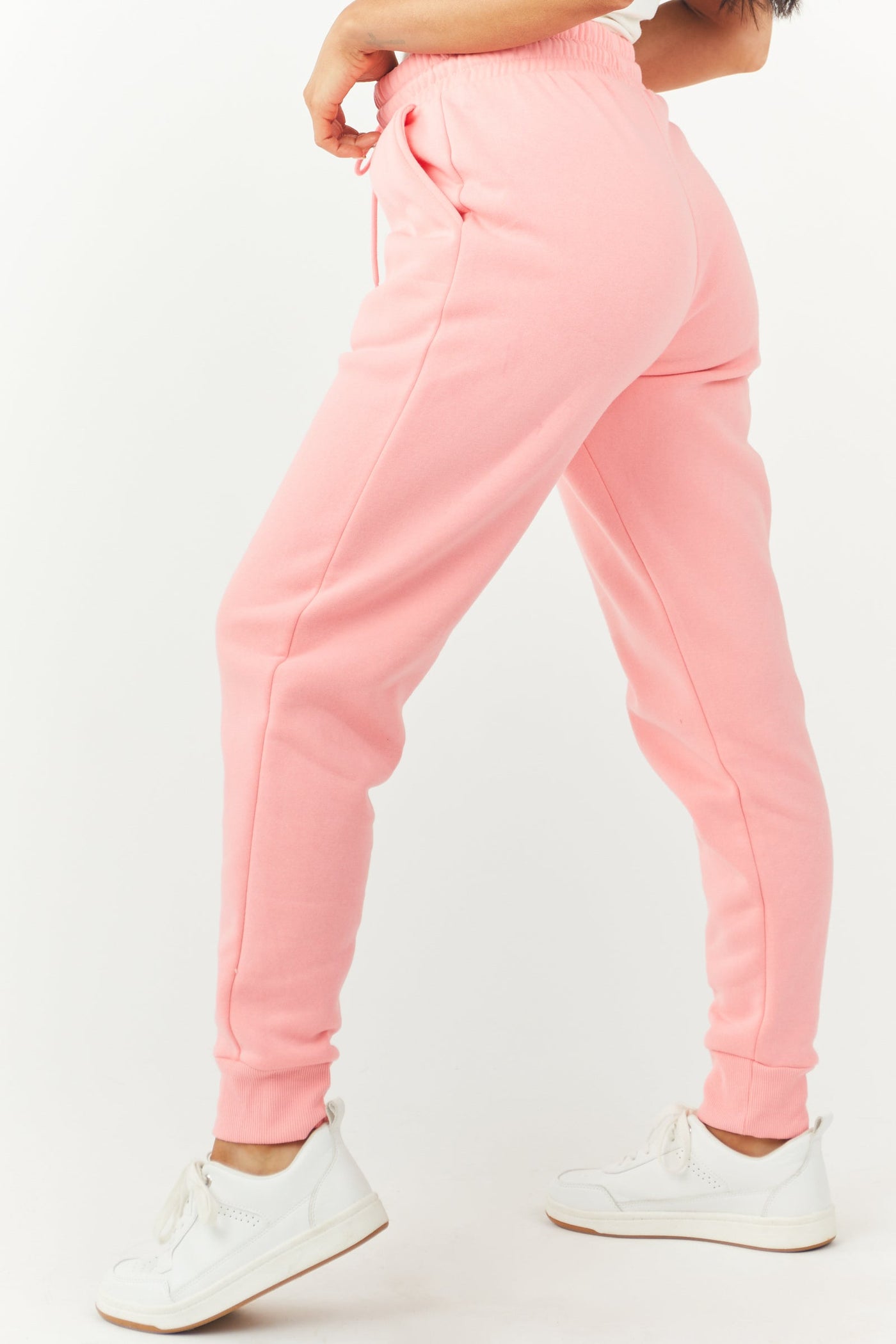 Bright Pink Drawstring Waist Knit Joggers