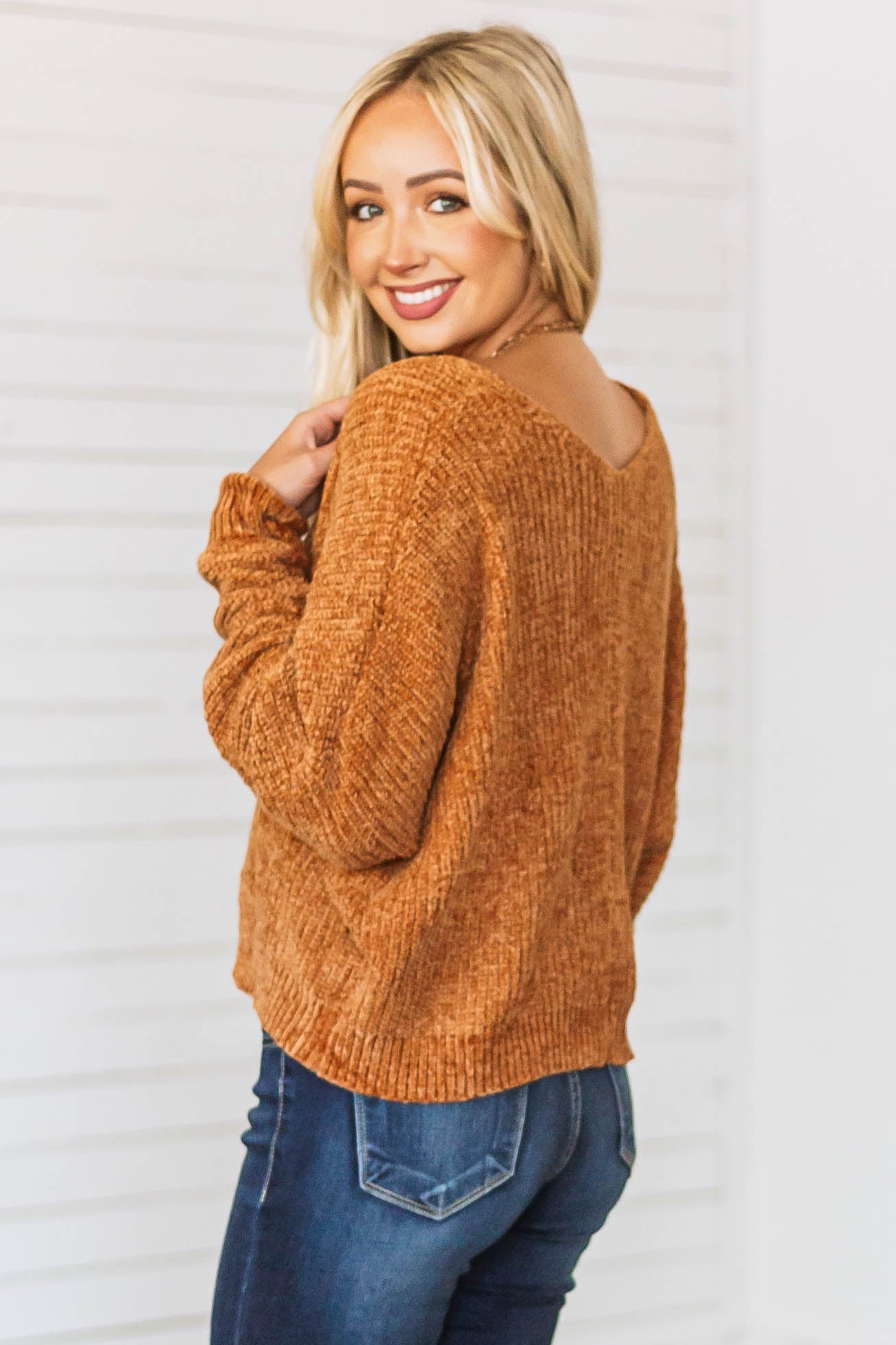 Brown Sugar Chenille Dolman Sleeve Wide Sweater